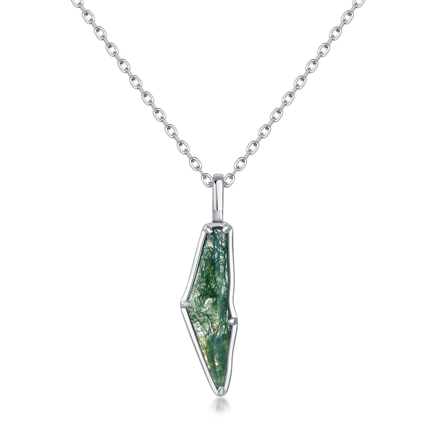 Kite Cut Moss Agate Unique Pendant - 'Clara'