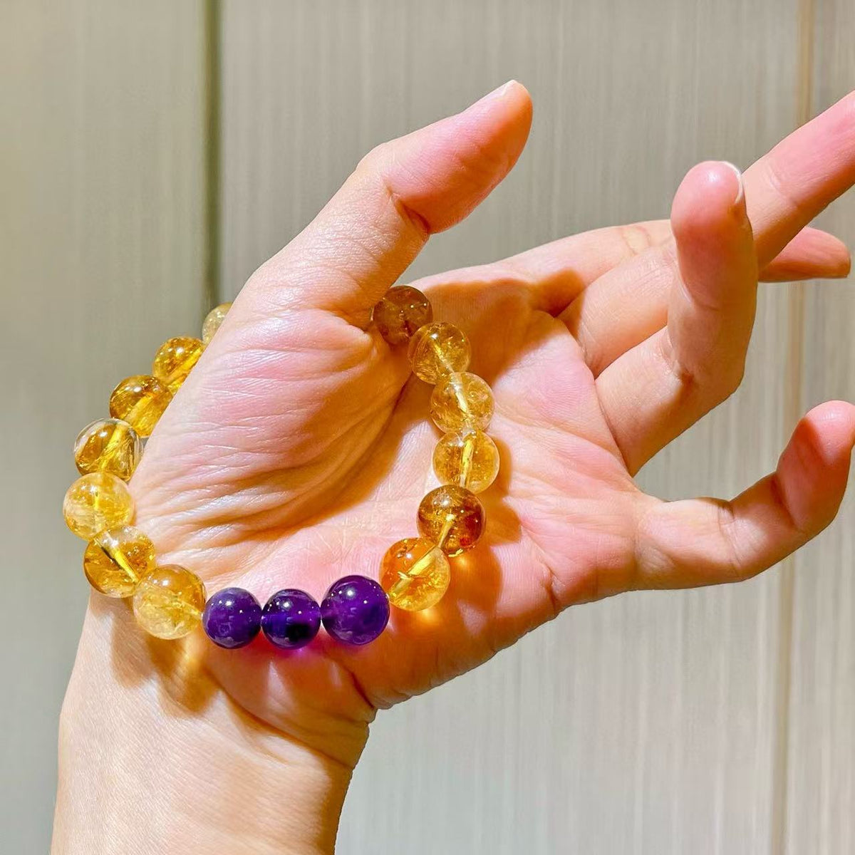 Natural Amethyst Citrine Stone of Wealth Bracelet