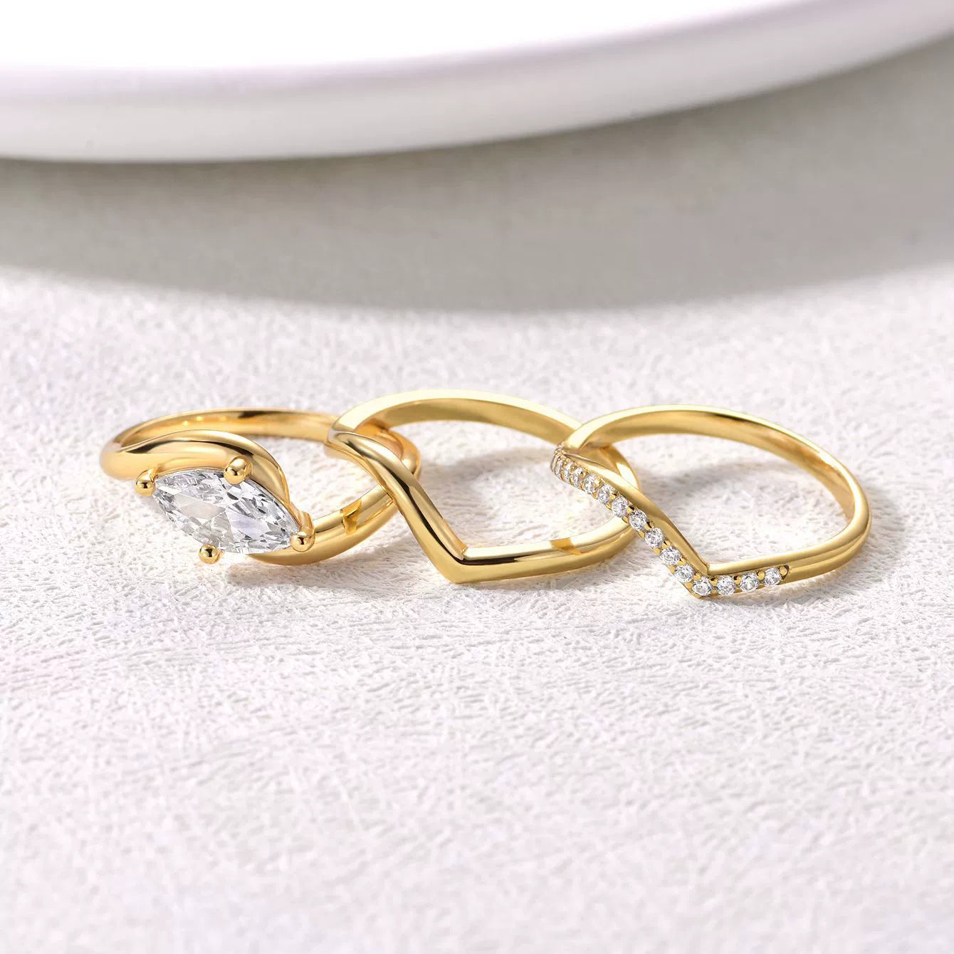 Gorgeou Marquise Cut 1.0ct 3PC Ring Set In Sterling Silver
