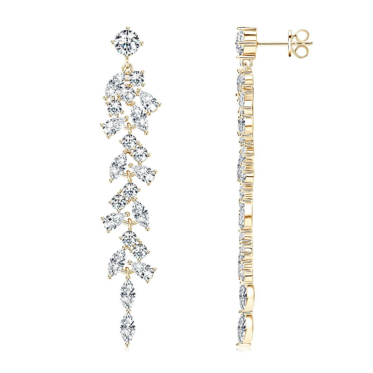 Astrid - Moissanite Dangle Silver Bridal Wedding Earrings