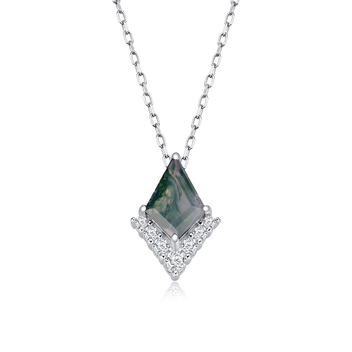 Kite Shape Moss Agate Cluster Necklace - Maris