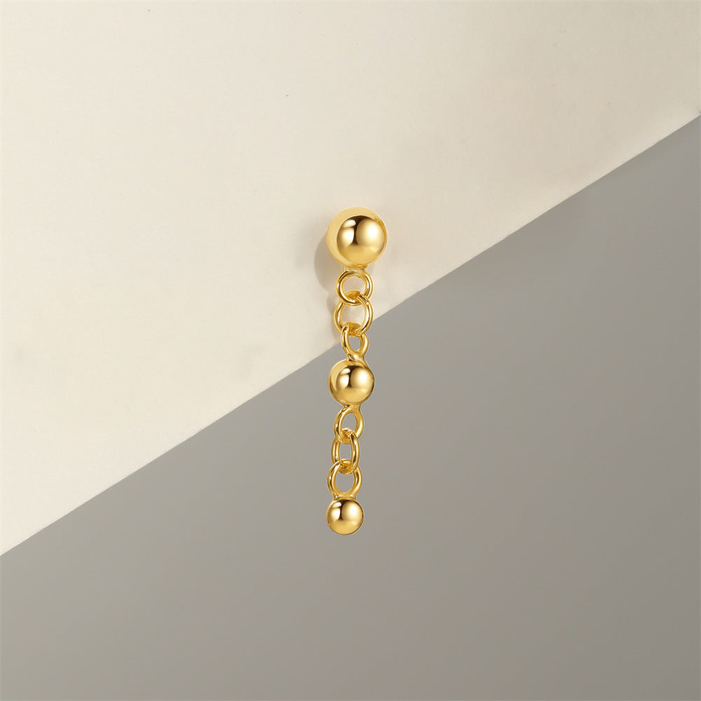 S925 Sterling Silver Gold Plated Ball Chain Dangle Flat Back Cartilage Earring