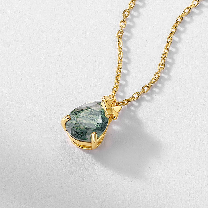 Emerald Cut Moss Agate Unique Necklace - Verdantfly