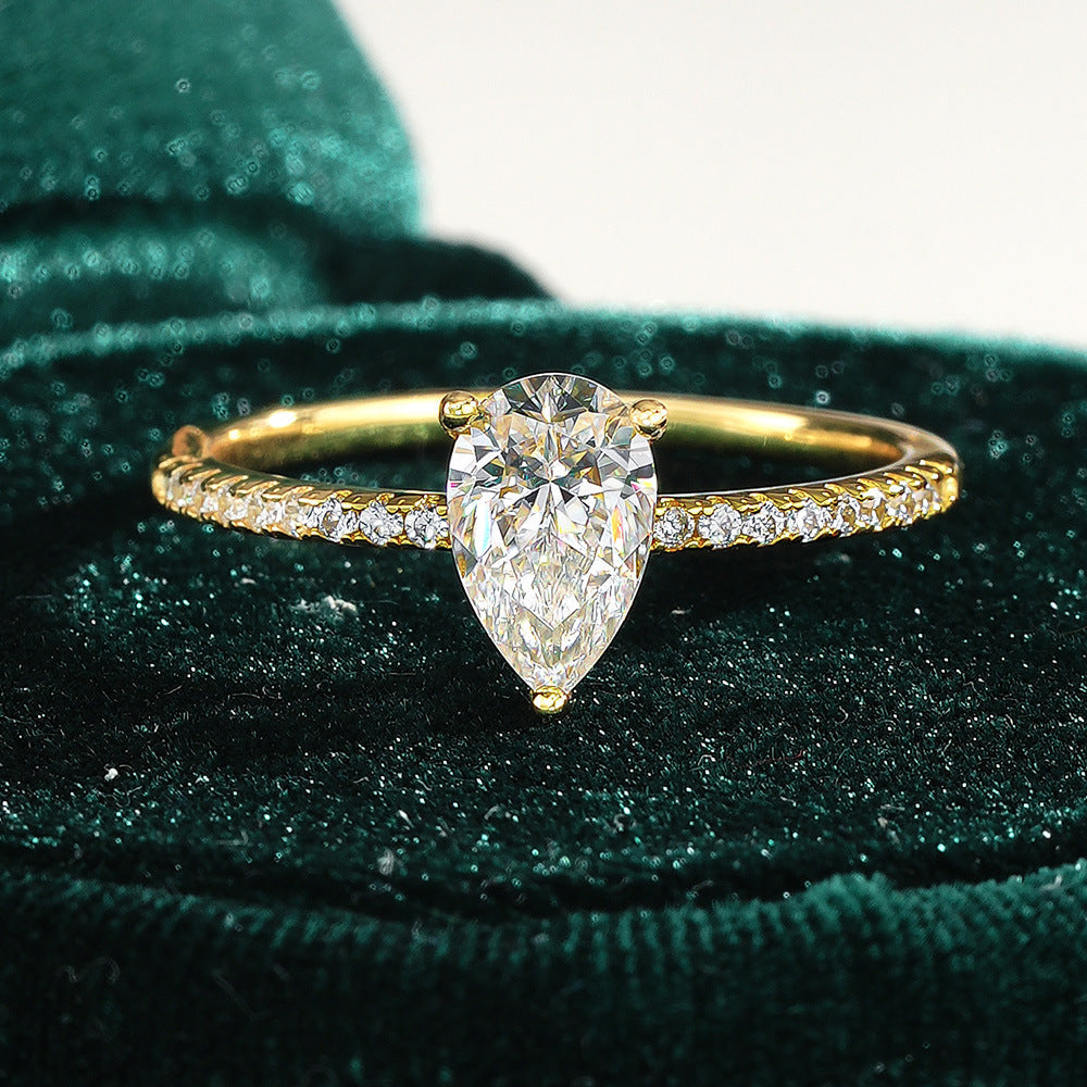 Pear Cut 1.0ct Moissanite Engagement Ring in Sterling Silver