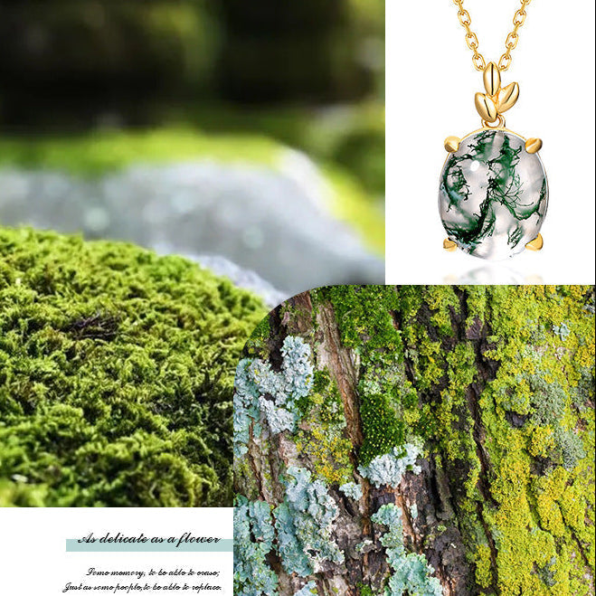 Nature Inspired Green Moss Agate Personalized To My Wife Necklace "Lioren"