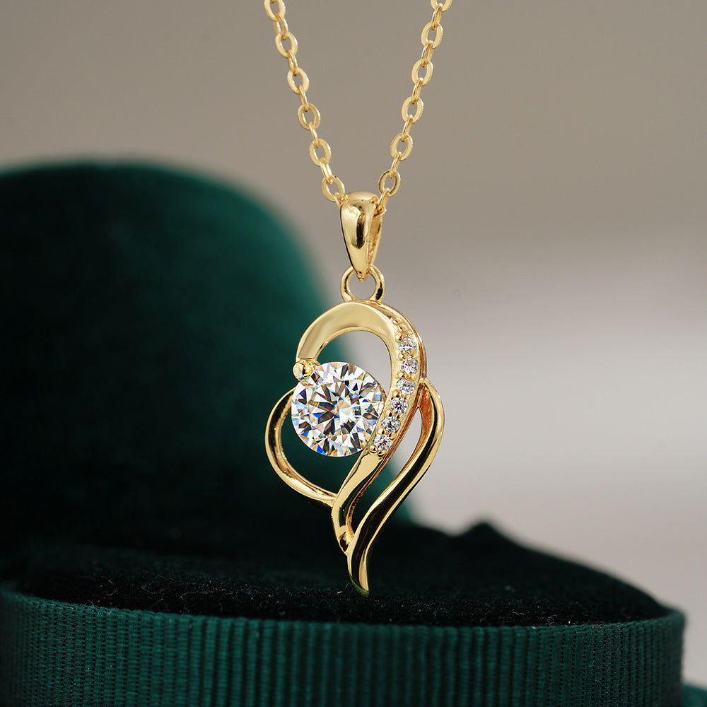 Heart to Heart 1ct Moissanite Necklace in Sterling Silver
