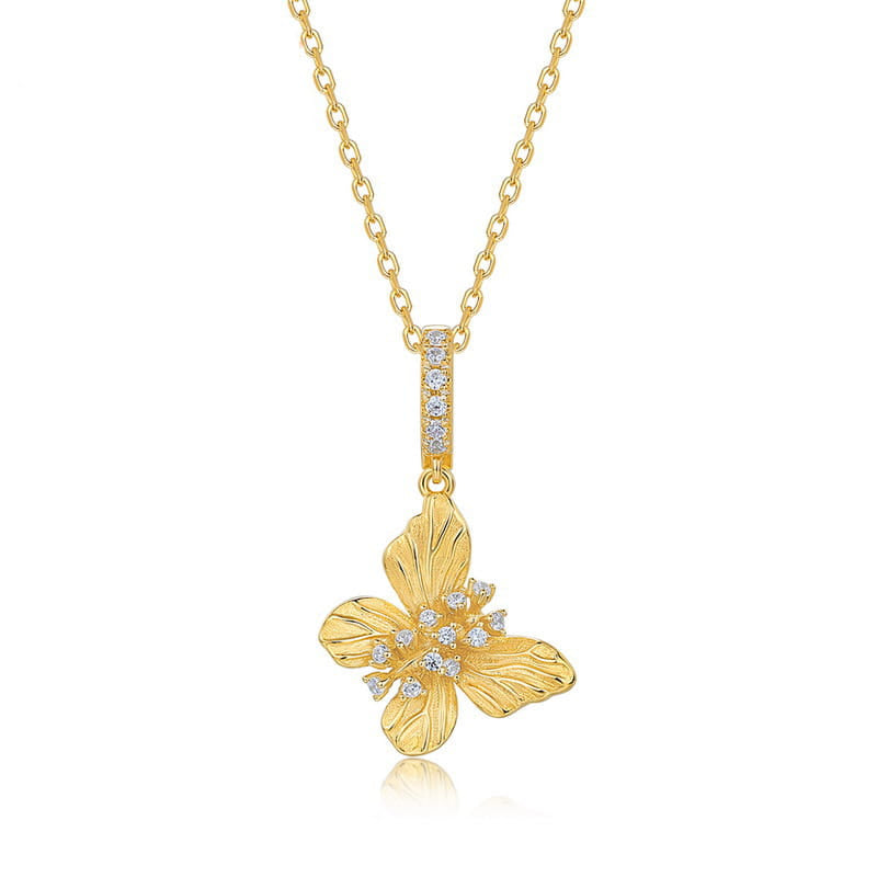 Radiant Textured Wings Butterfly Necklace