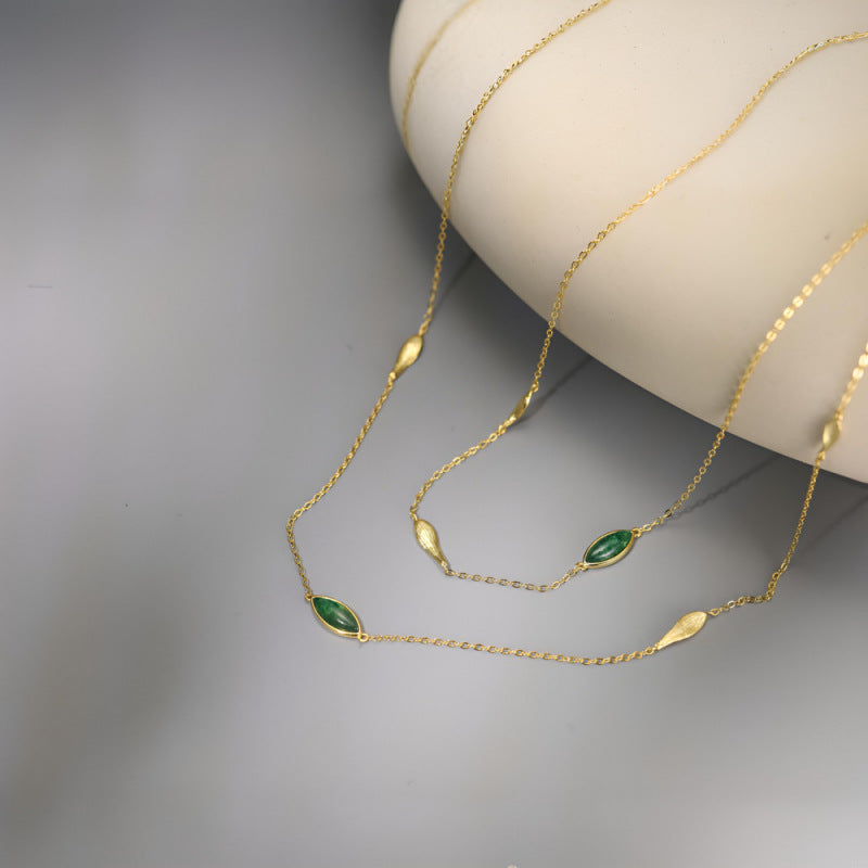Marquise Cut Moss Agate Nature Pendant - 'Antoinette'