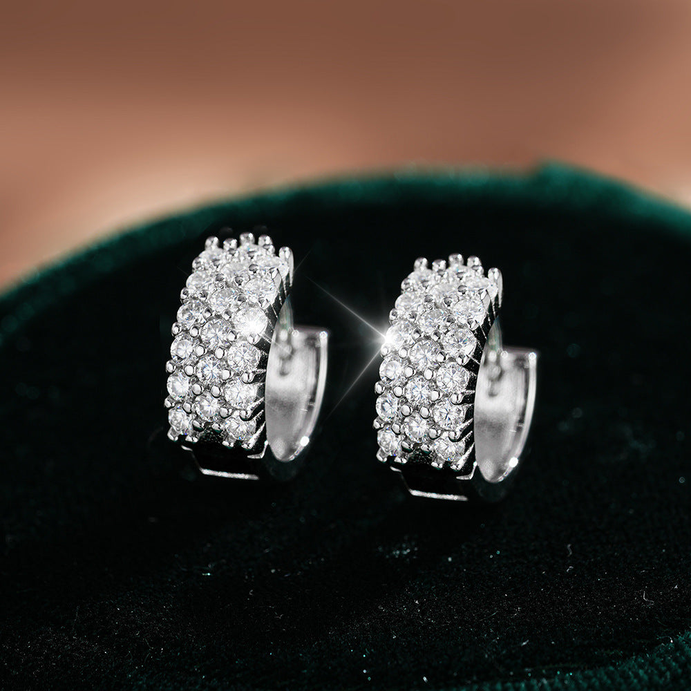 Asymmetrical Geometric Moissanite Sterling Silver Hoop Earrings