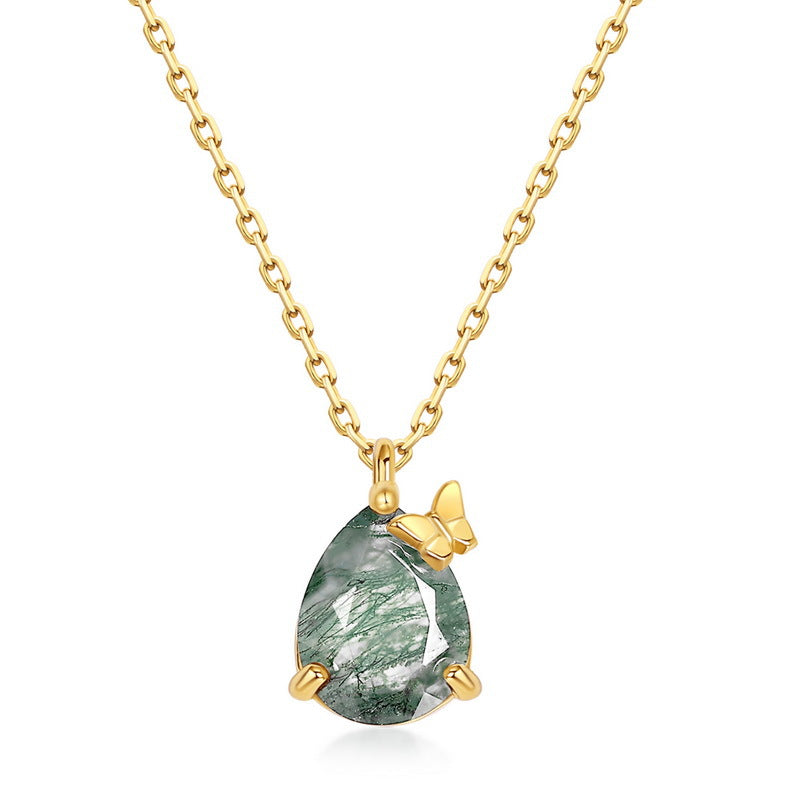 Emerald Cut Moss Agate Unique Necklace - Verdantfly