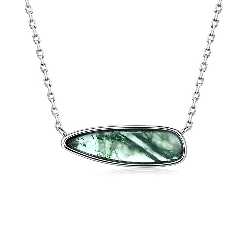 Clove -Pear Cut Moss Agate Classic Pendant