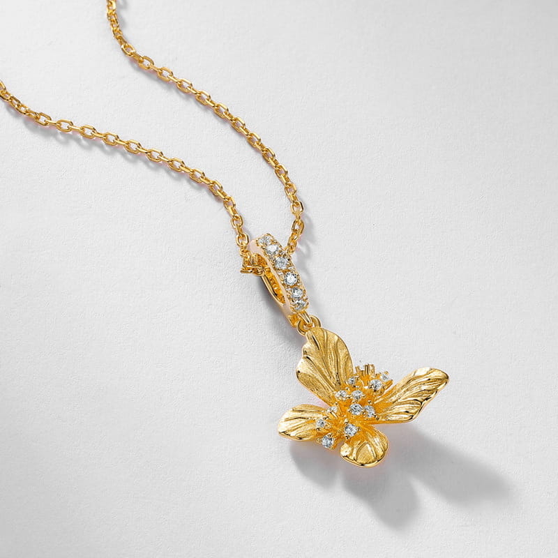 Radiant Textured Wings Butterfly Necklace
