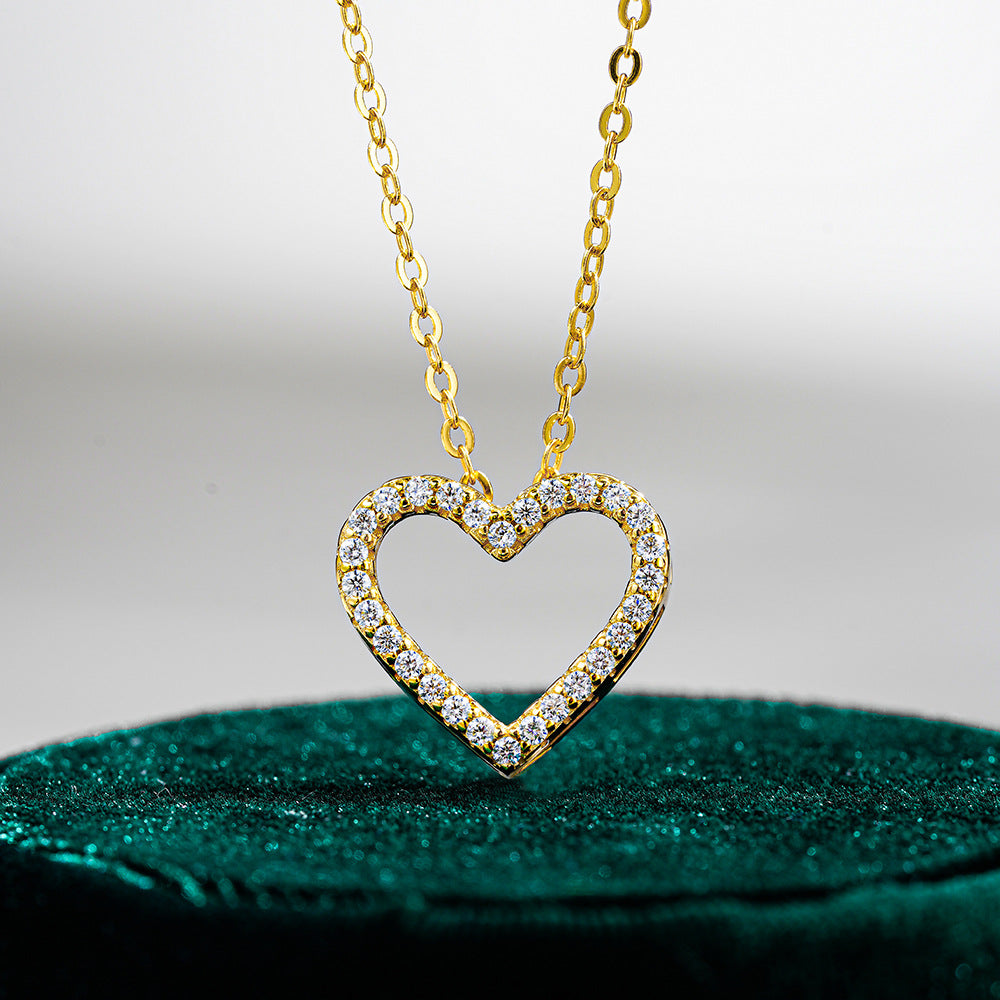 Classic Heart-Shaped Design 925 Sterling Silver Moissanite Necklace