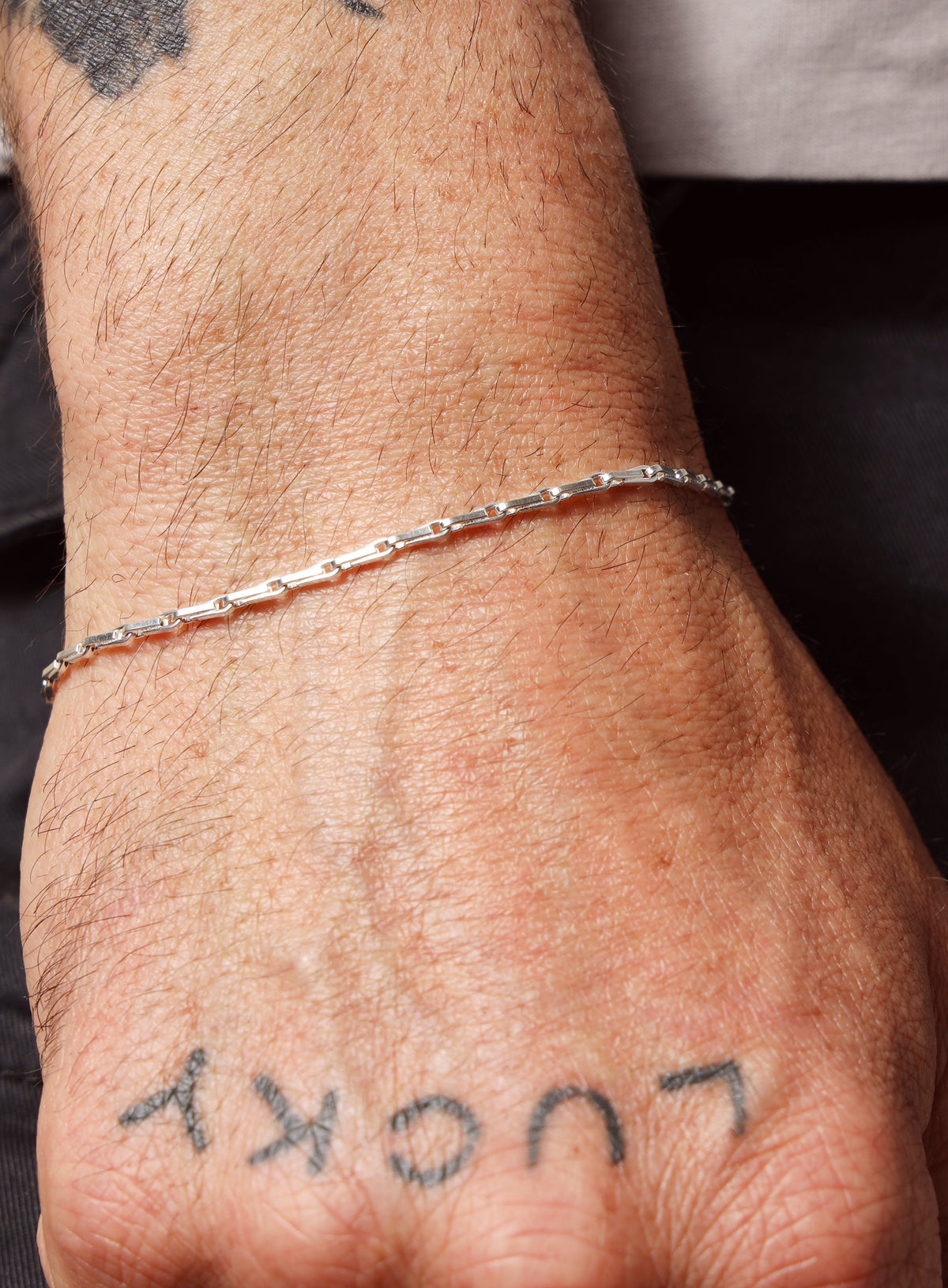 925 Sterling Silver 2mm Minimalist Chain Men's Bracelet