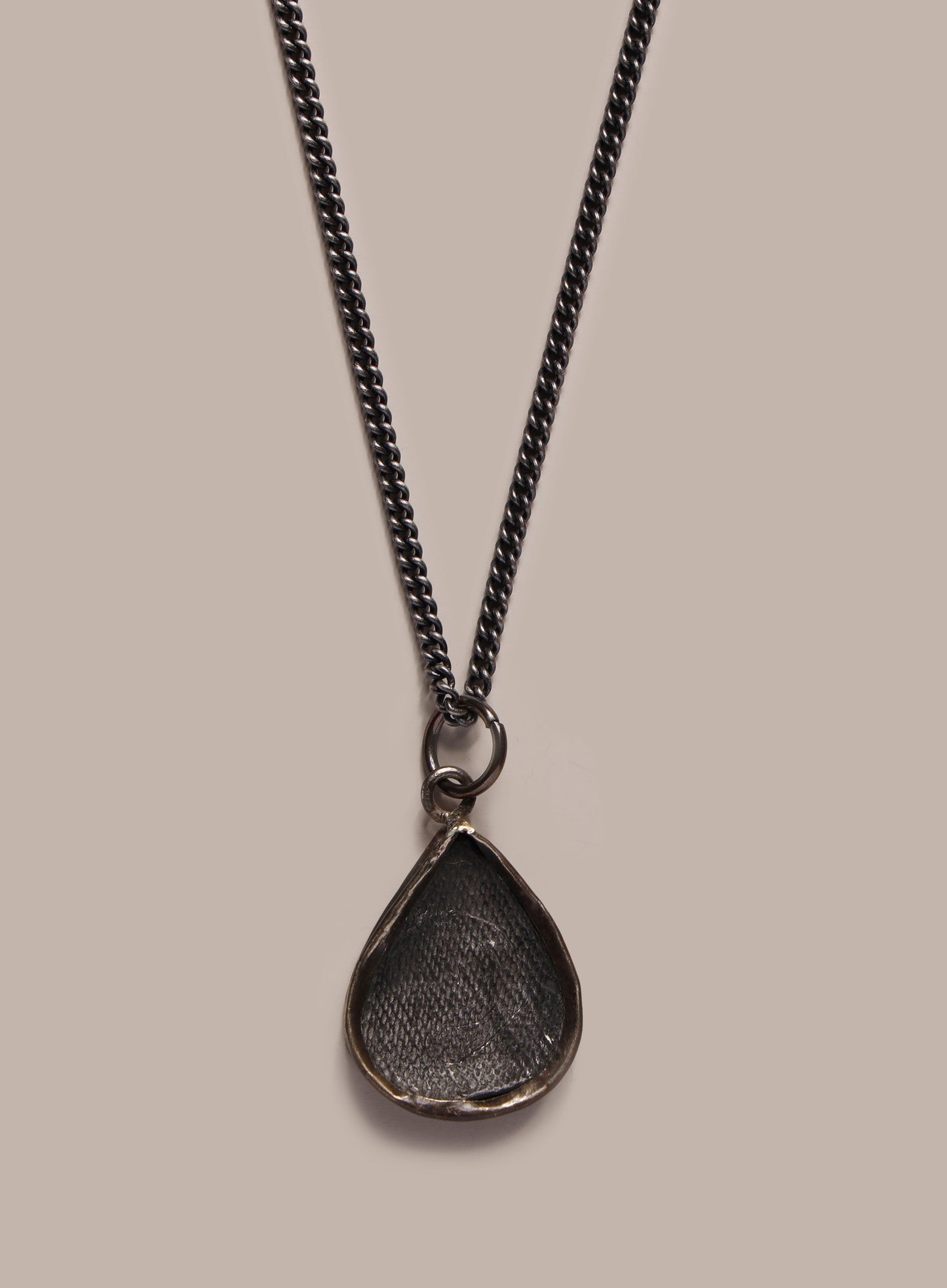 Oxidized Drop Sitting Buddha Pendant on 2mm Curb Chain