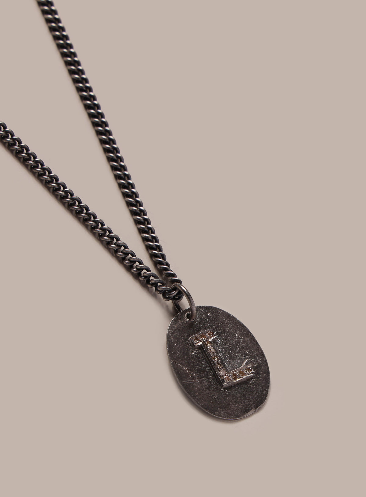 Limited Edition Sterling Silver Diamond Initial Pendant Necklace for Men