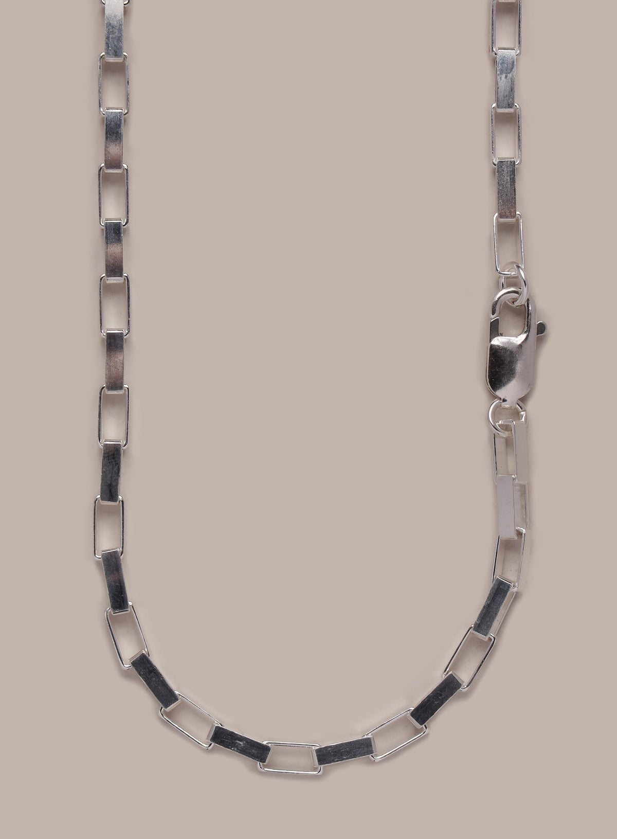 925 Sterling Silver Elongated Box Chain Necklace for Men