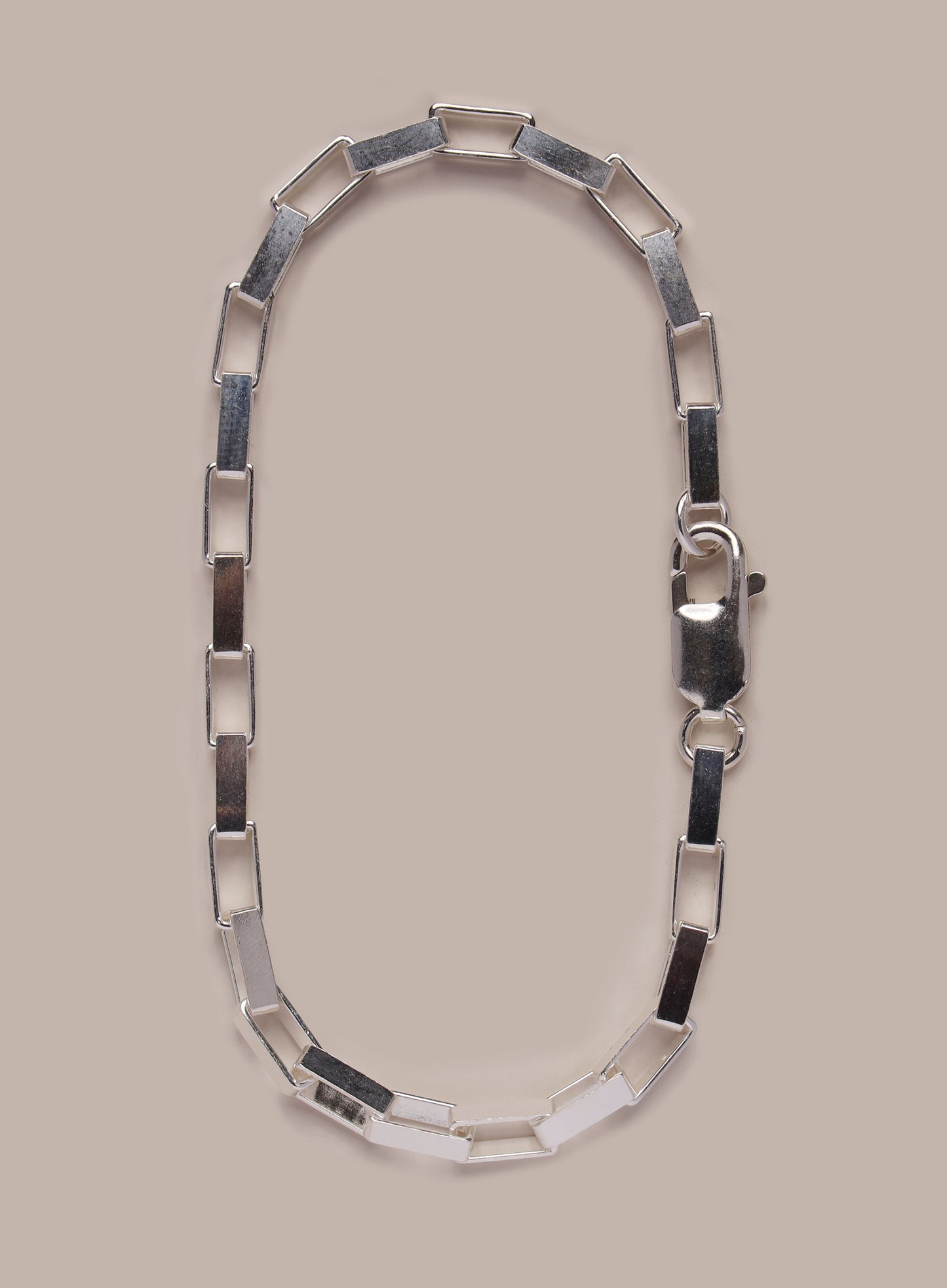 925 Sterling Silver Elongated Box Chain Bracelet for Men