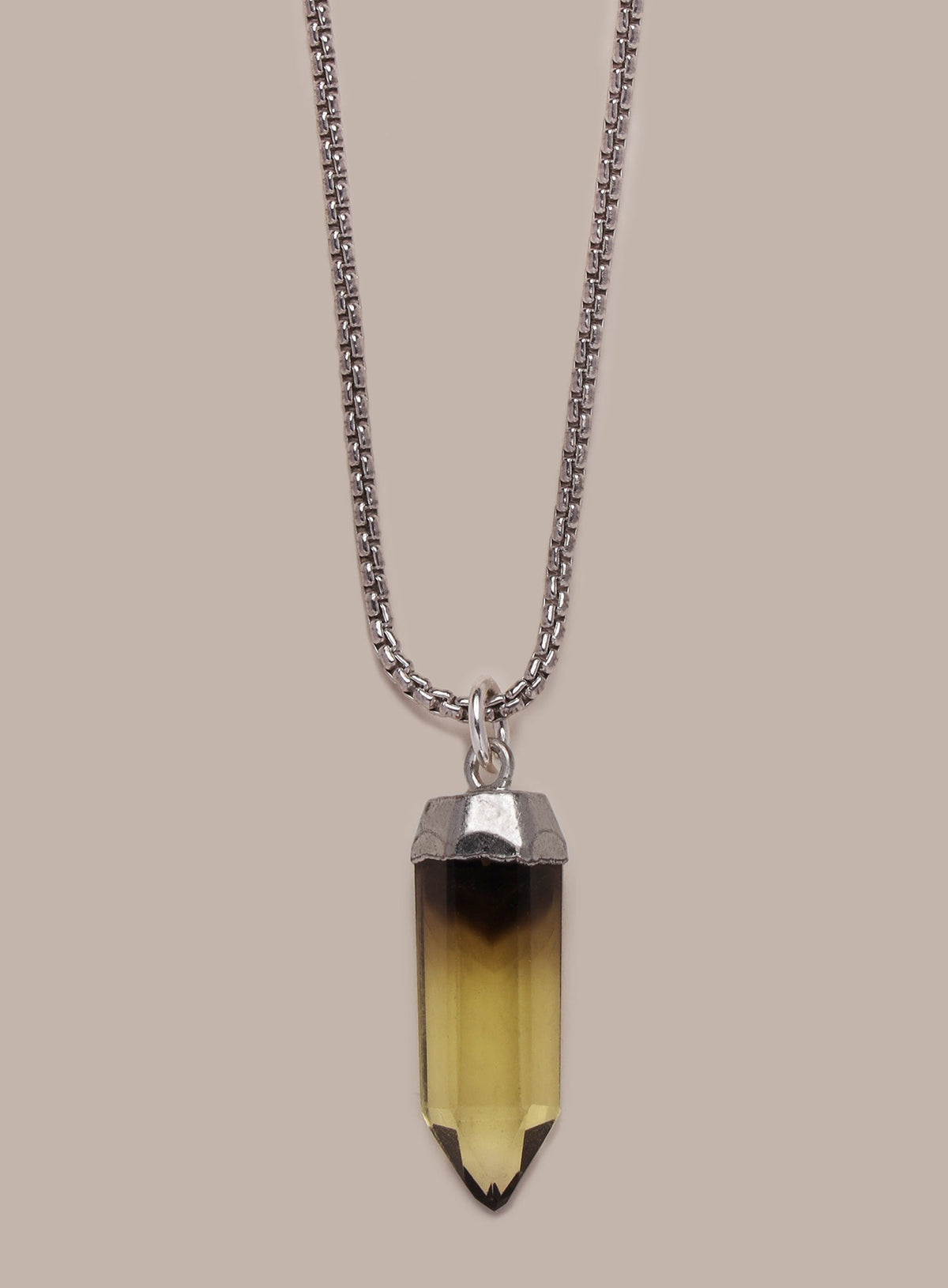925 Sterling Silver  Lemon Quartz Point Pendant Necklace (limited edition)