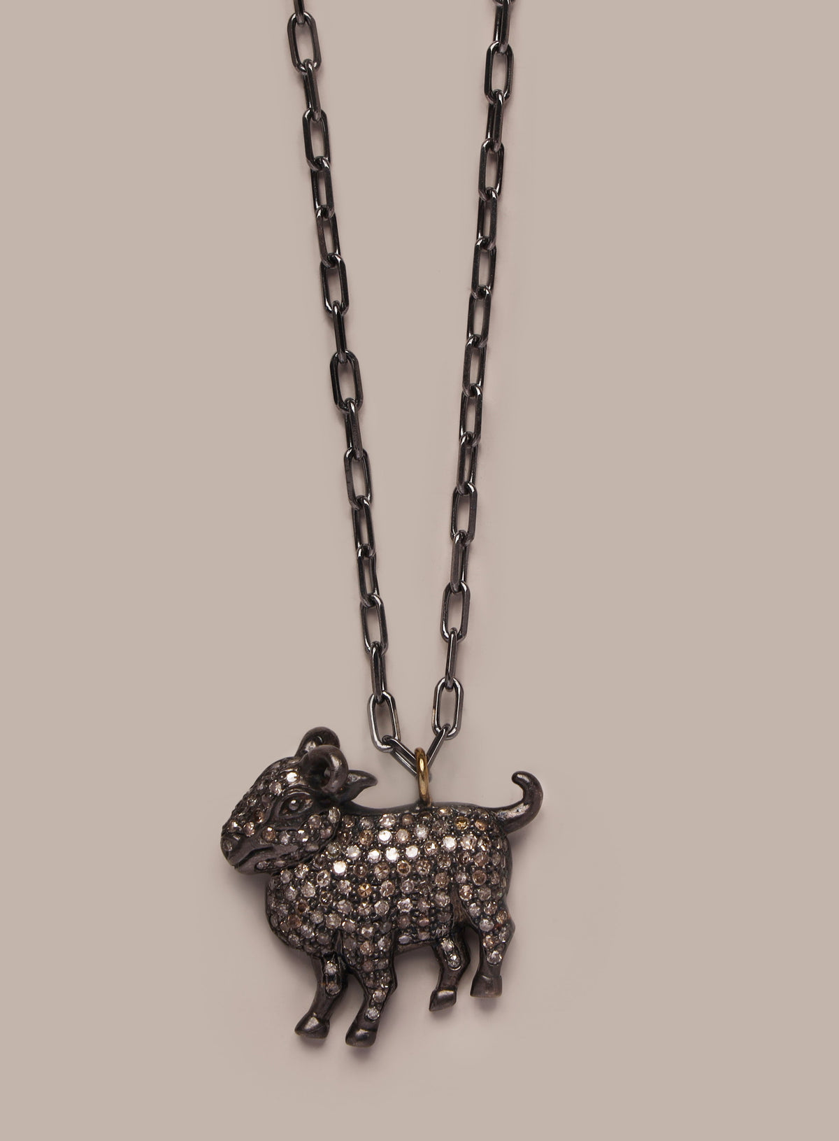 One-of-a-kind Diamond GOAT Pendant Necklace