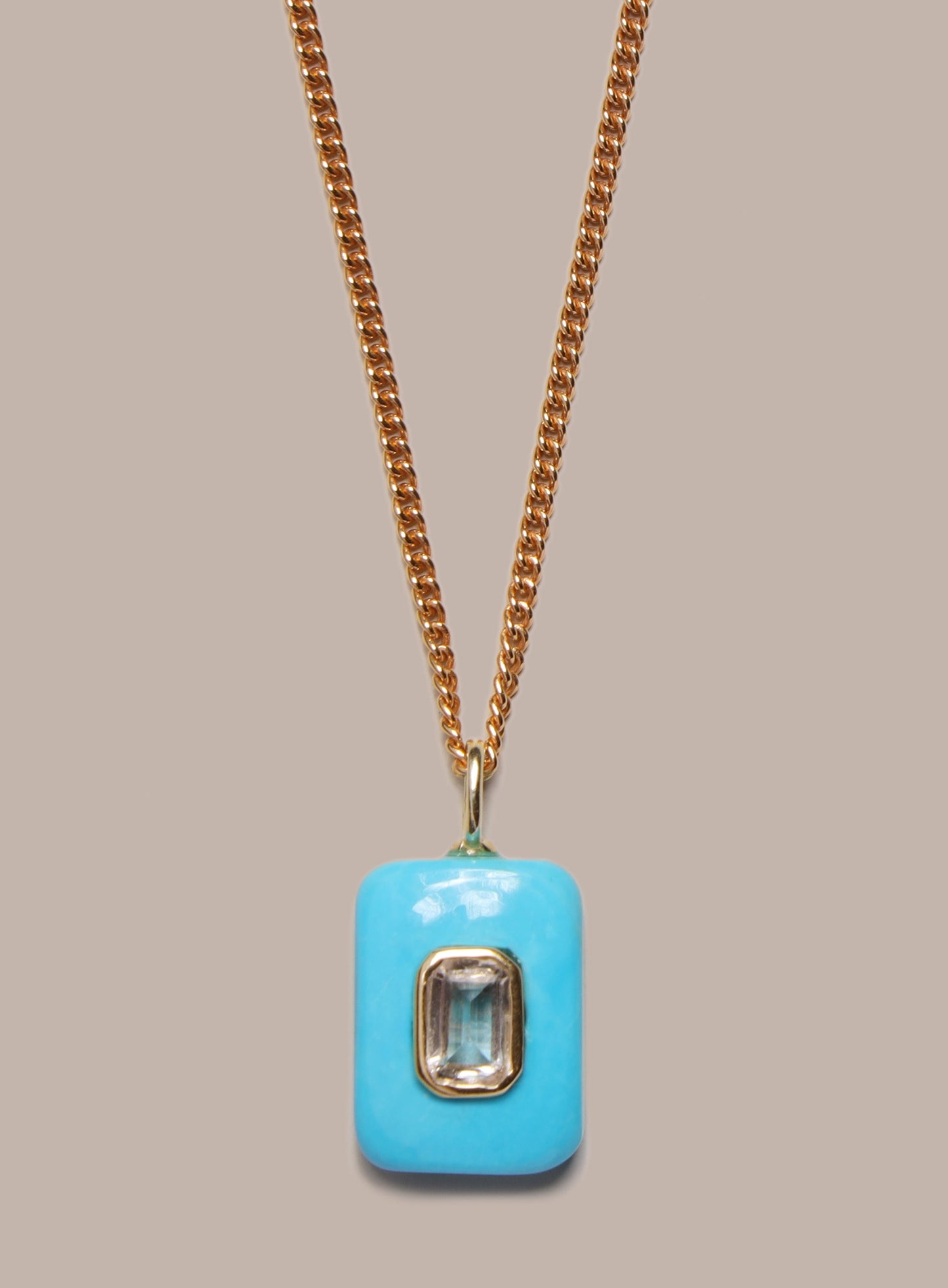 Turquoise Howlite and Topaz Pendant on 14k Gold Filled Curb Chain