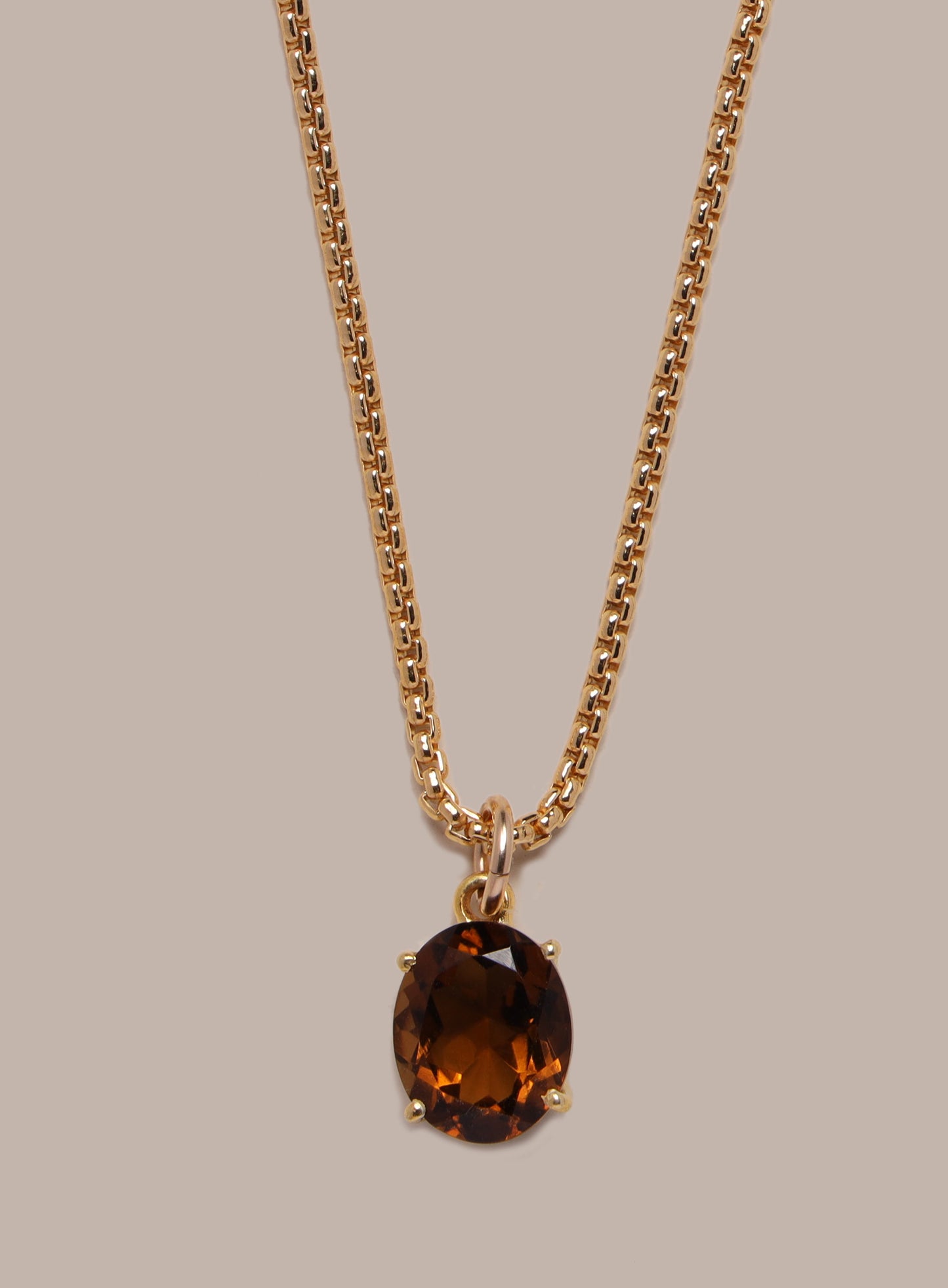 Genuine Smoky Quartz Pendant Necklace on 14k Gold Filled Chain