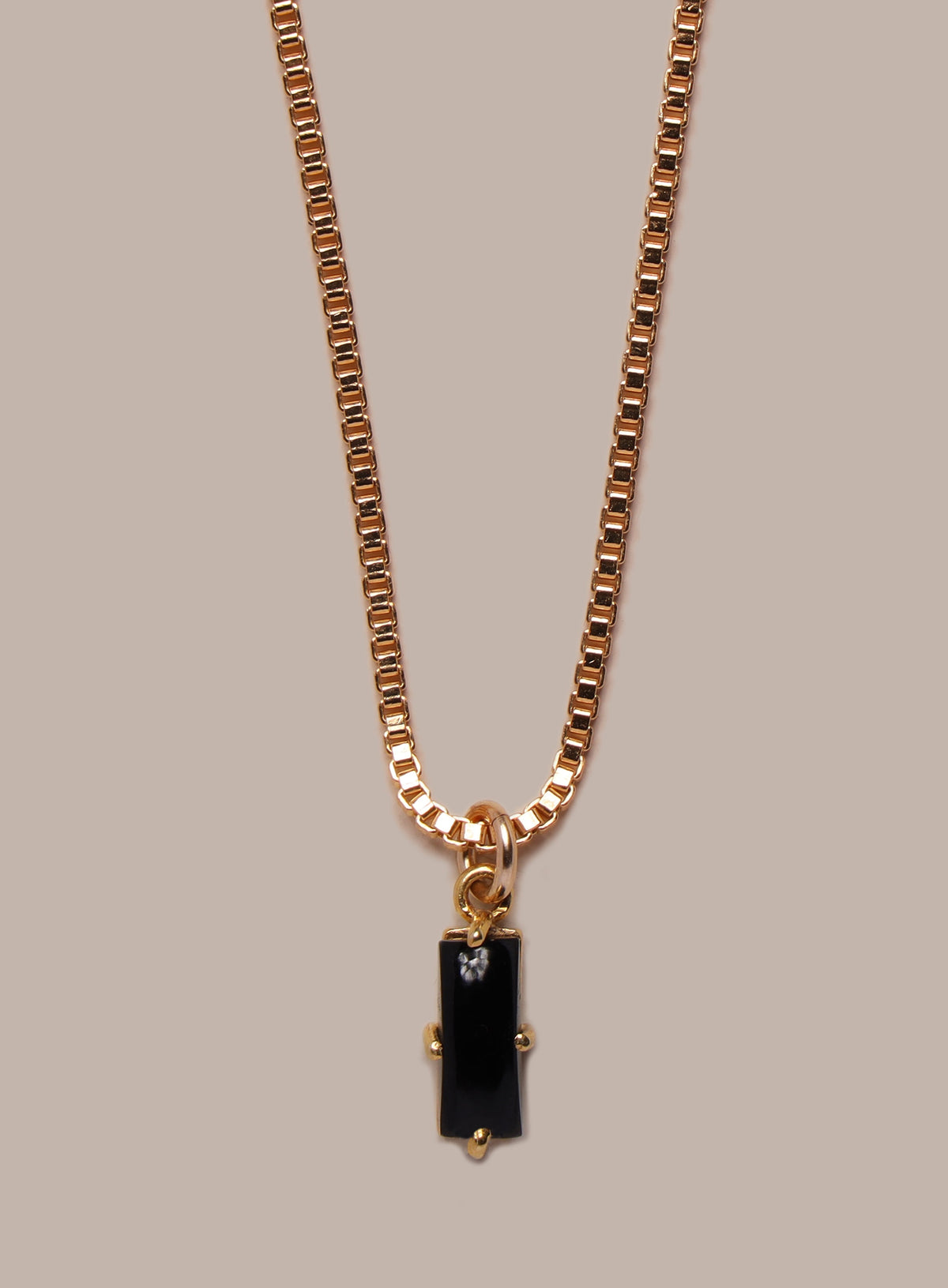 Genuine Black Onyx 14k Gold Filled Chain Necklace for Men