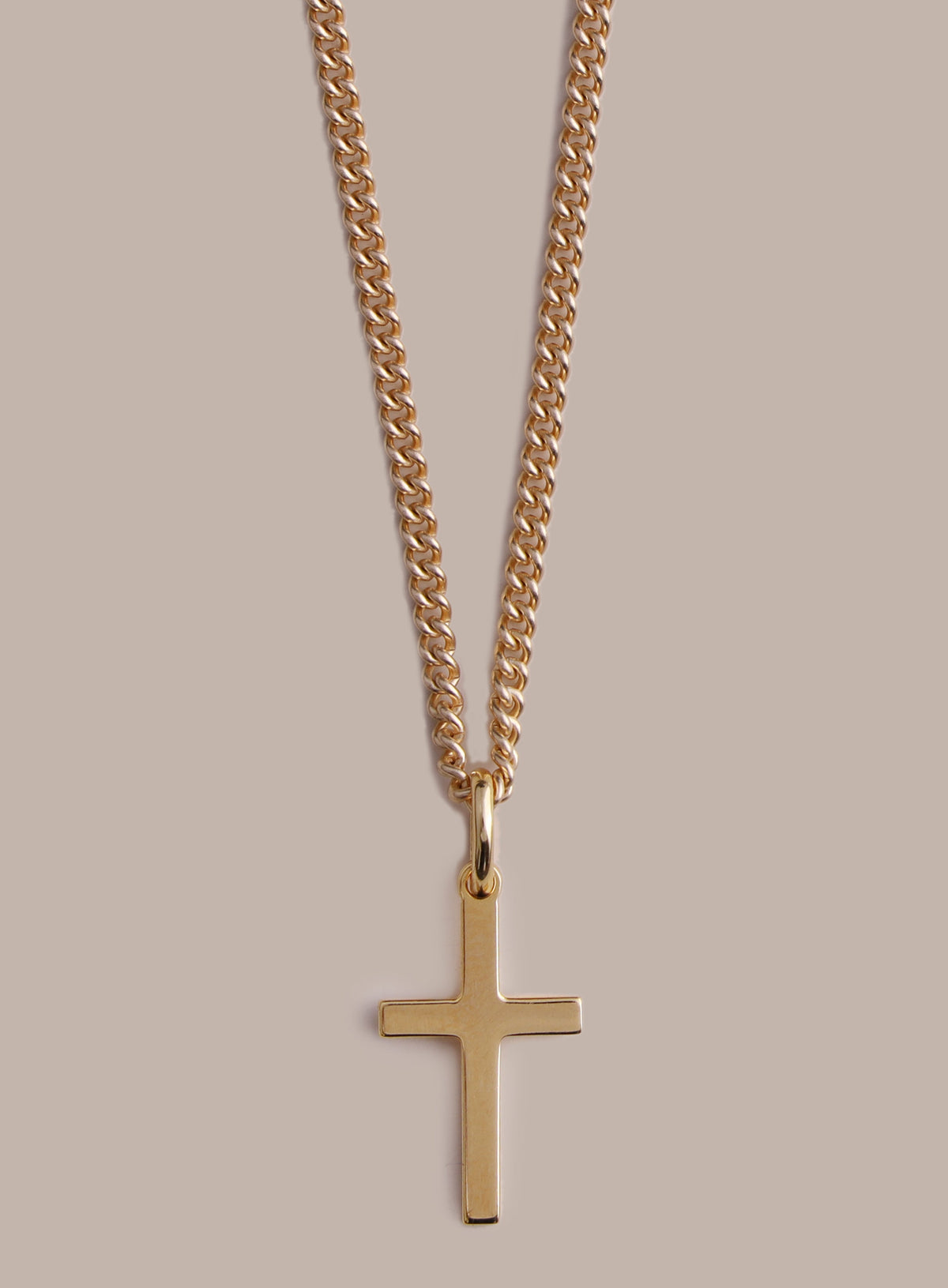 14k Gold Vermeil Small Cross on 14K Gold Filled Curb Chain