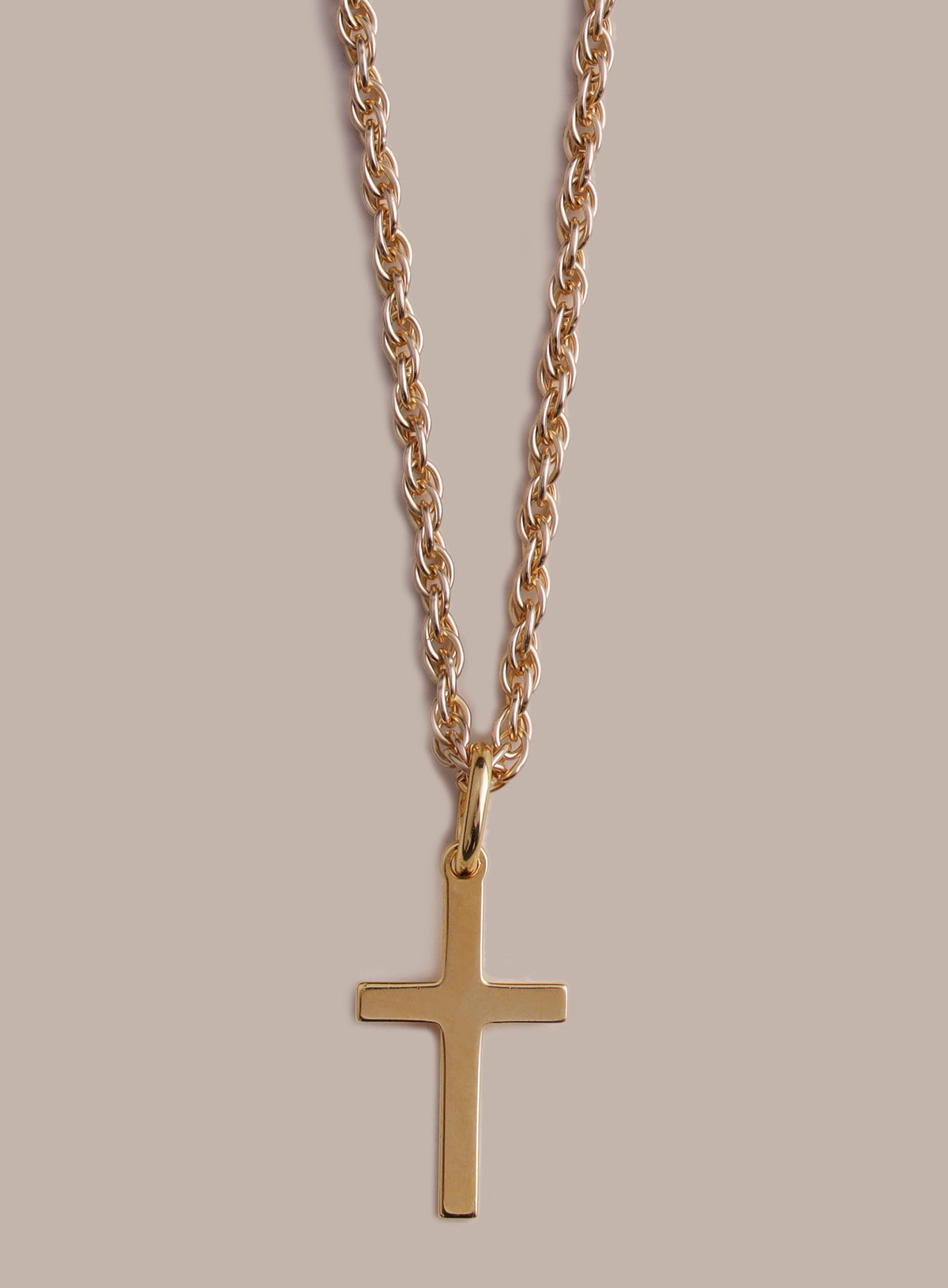 14k Gold Vermeil Small Cross on 14K Gold Filled Rope Chain