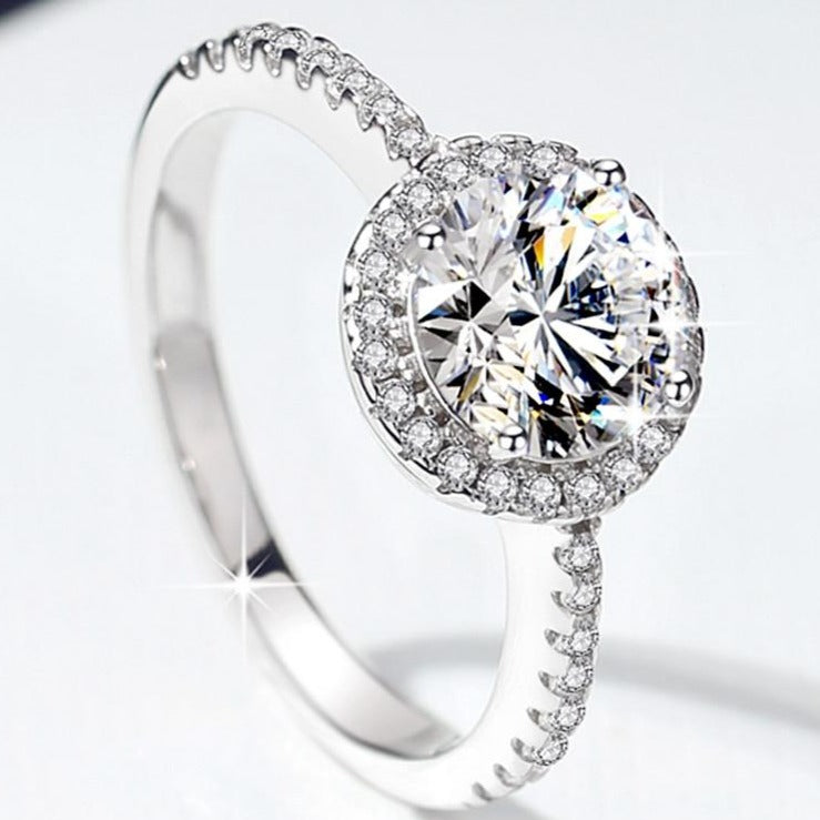 Luxury 1.2 Carat D Round Cut Color Moissanite Sterling Silver Ring-Only size 7  Available