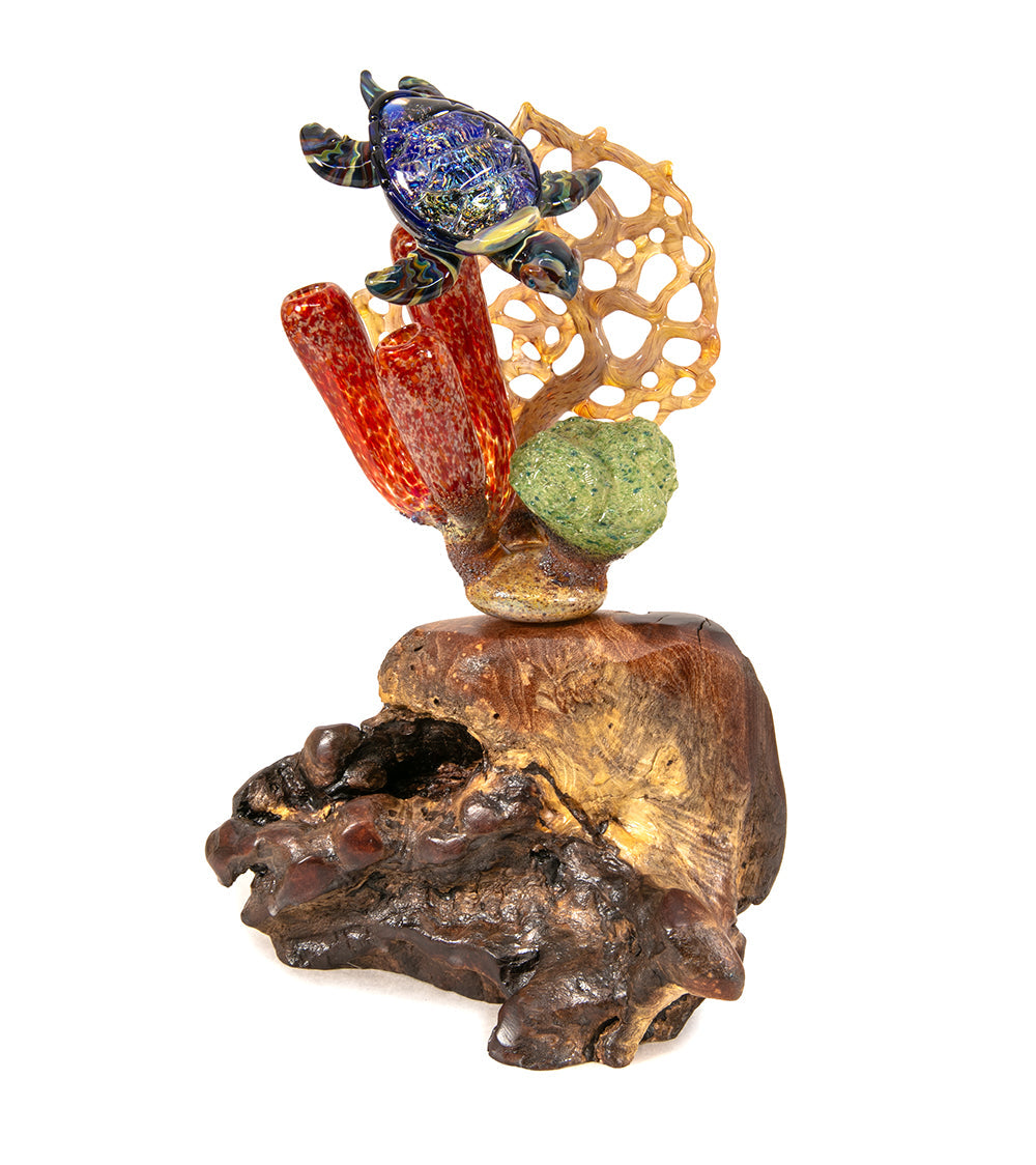 Glass "Coral Cluster with Honu" by Luke Olsen