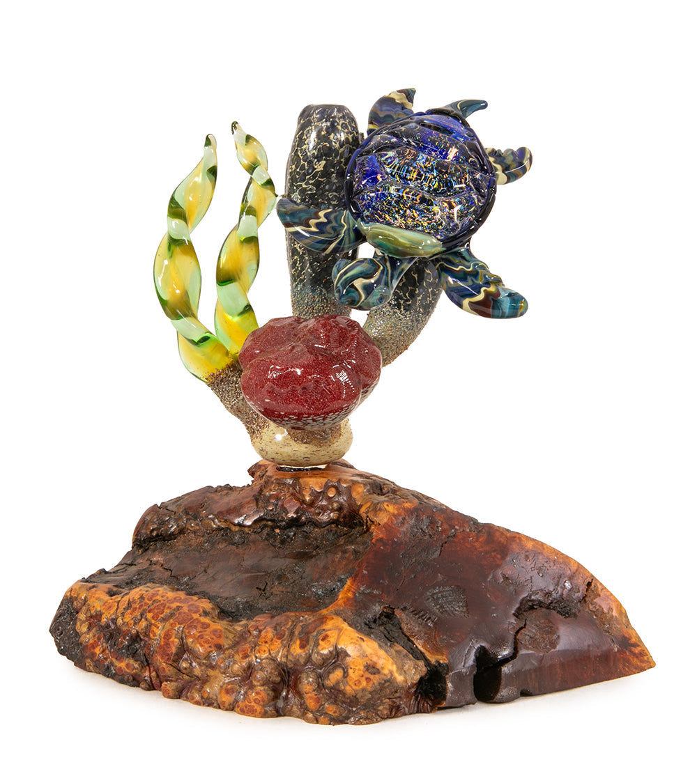 Glass "Coral Cluster with Honu" by Luke Olsen