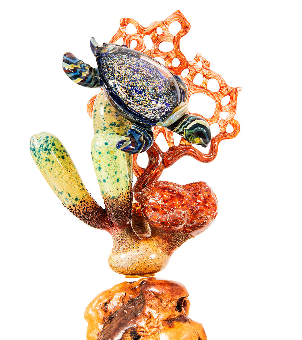 Glass "Coral Cluster with Honu" by Luke Olsen
