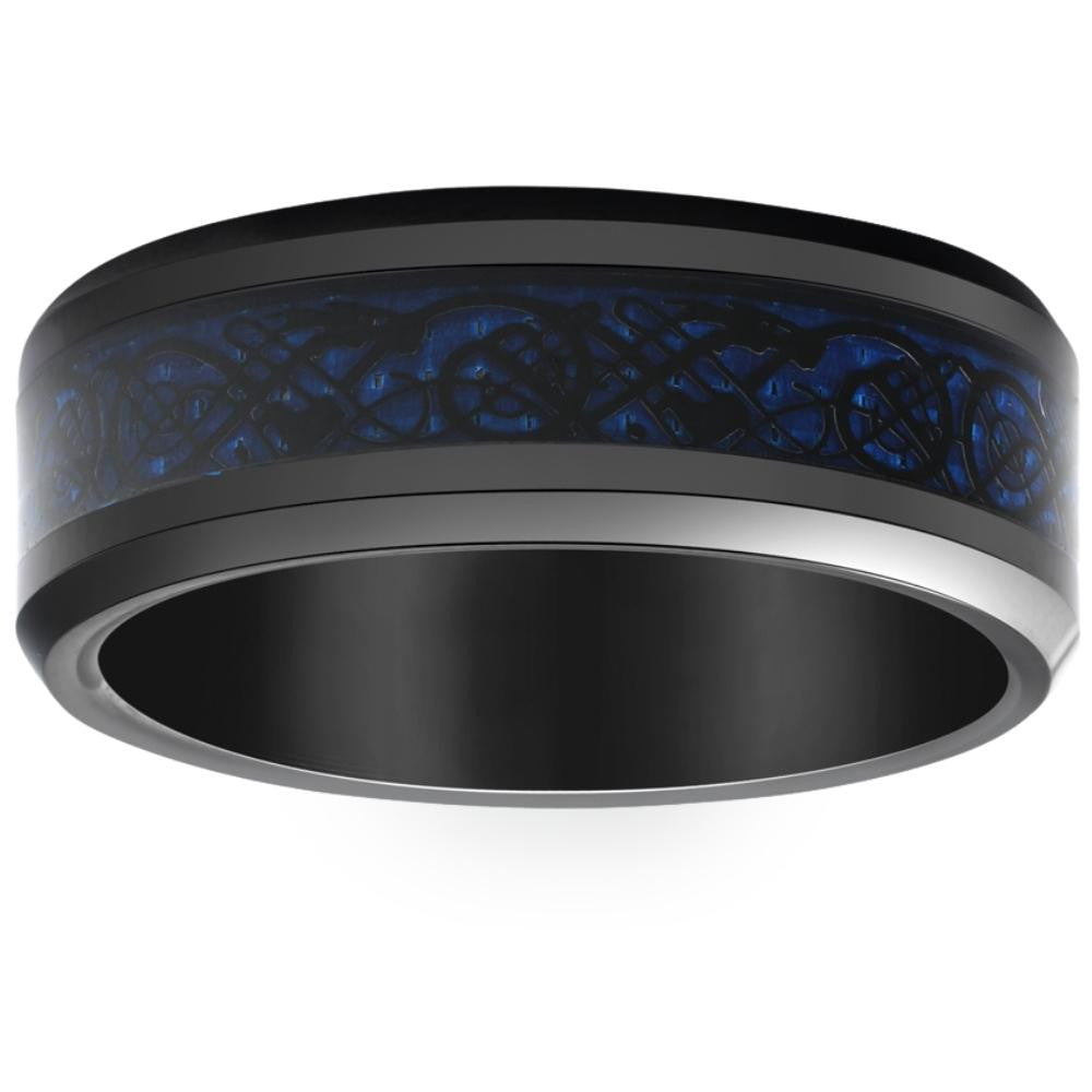 Men's Black Dragon Black Tungsten Ring 8mm Wedding Band Comfort Fit Ring