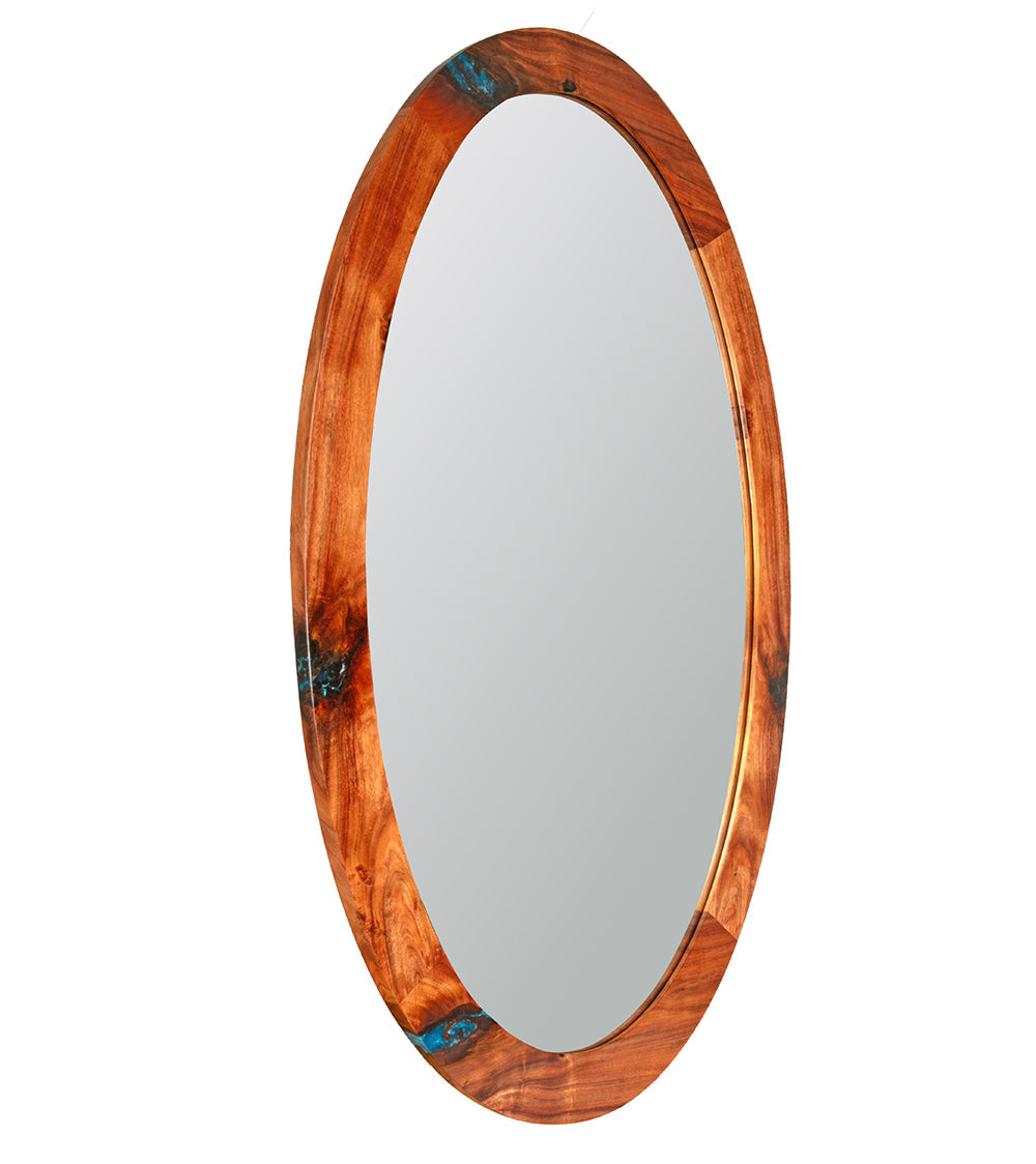 Oval Wall Mirror with Pacific Blue Resin Fills