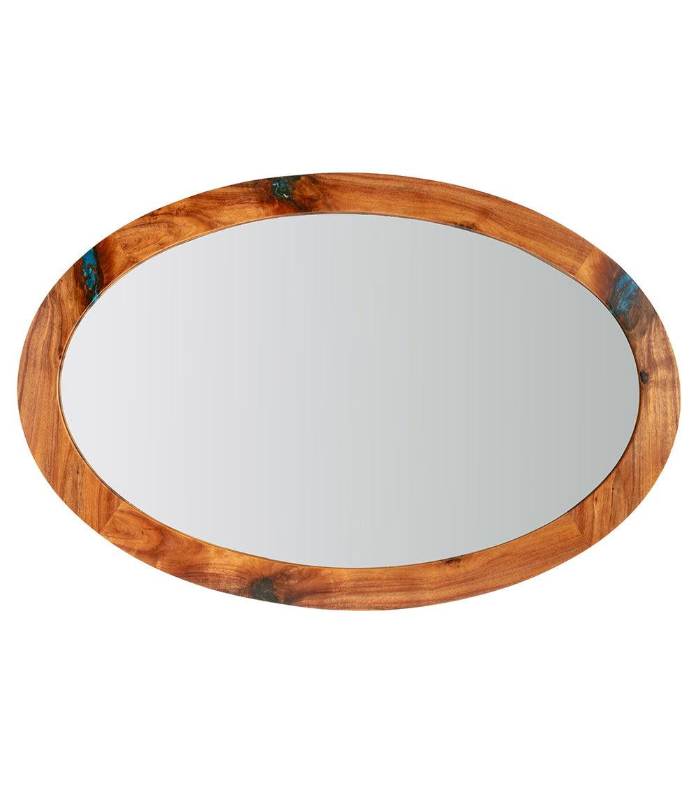 Oval Wall Mirror with Pacific Blue Resin Fills
