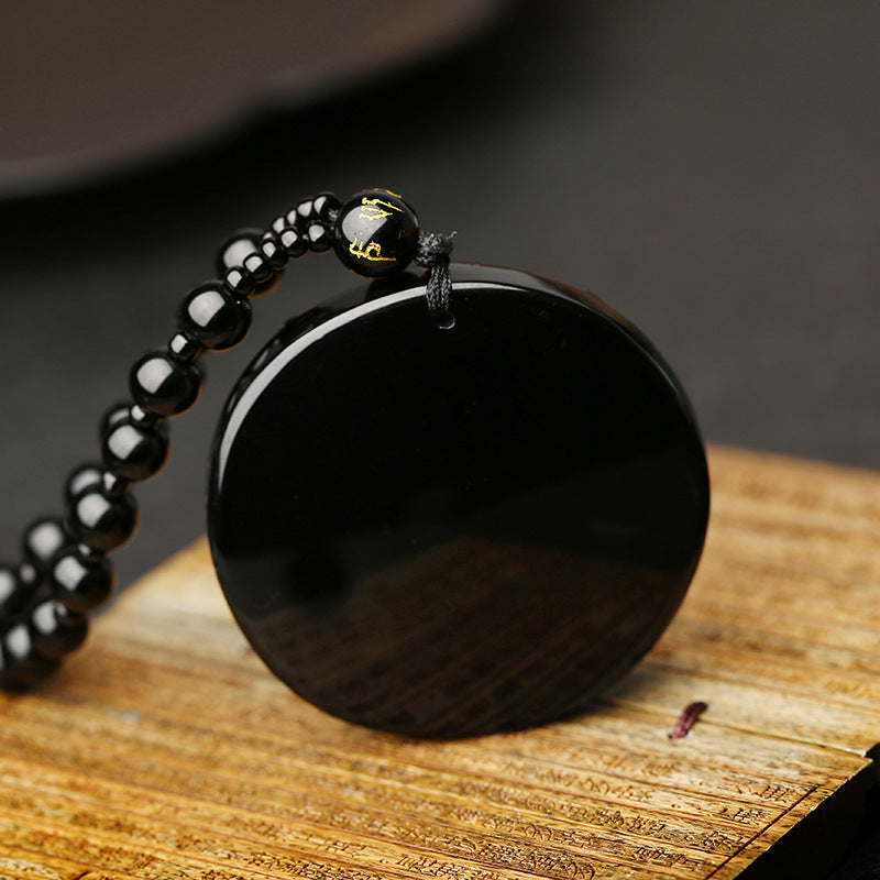 Obsidian Ganesha Success Necklace
