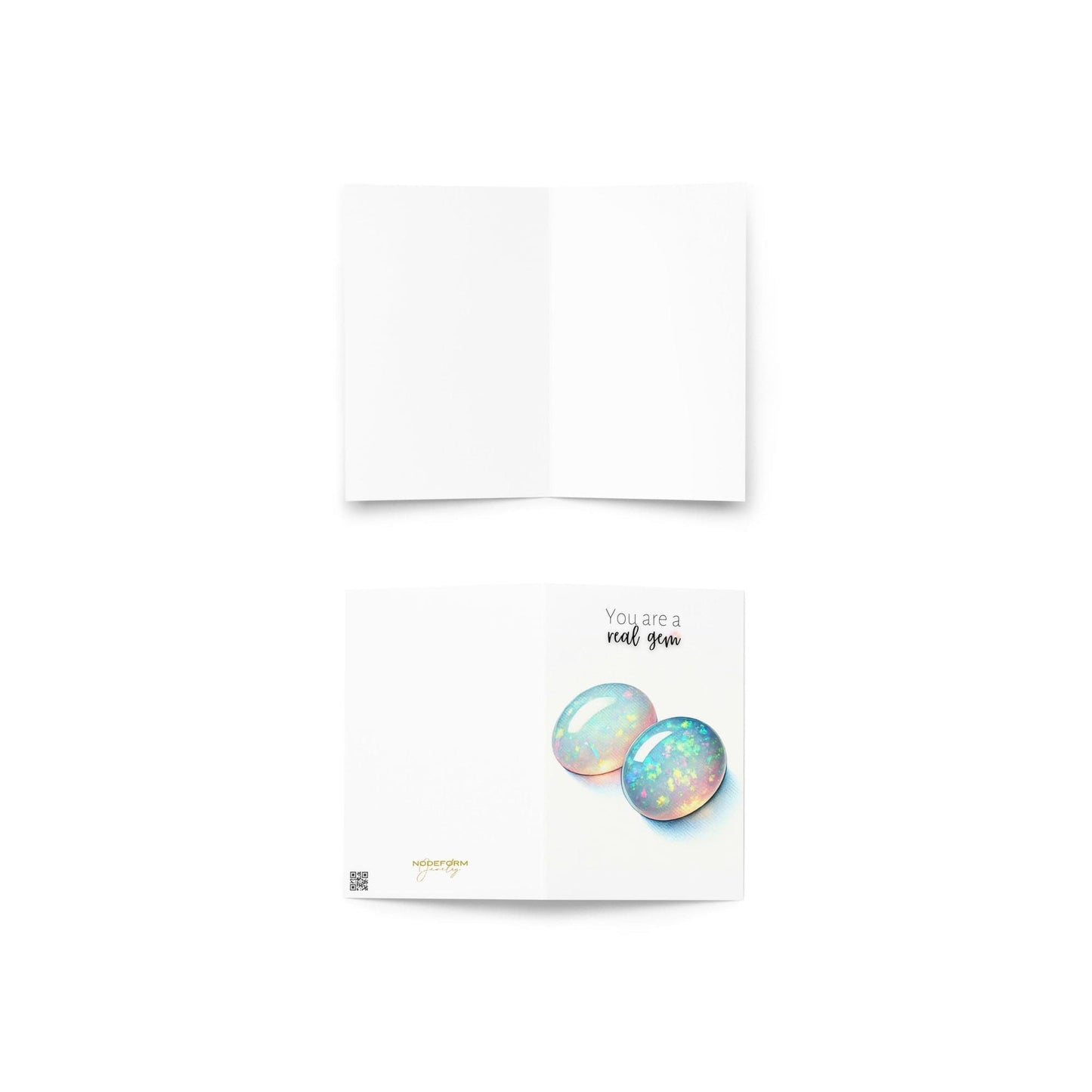 You are a real Gem | Watercolor Oval Opal Cab Folded Card