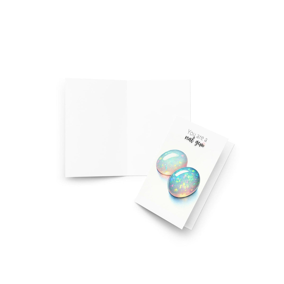 You are a real Gem | Watercolor Oval Opal Cab Folded Card