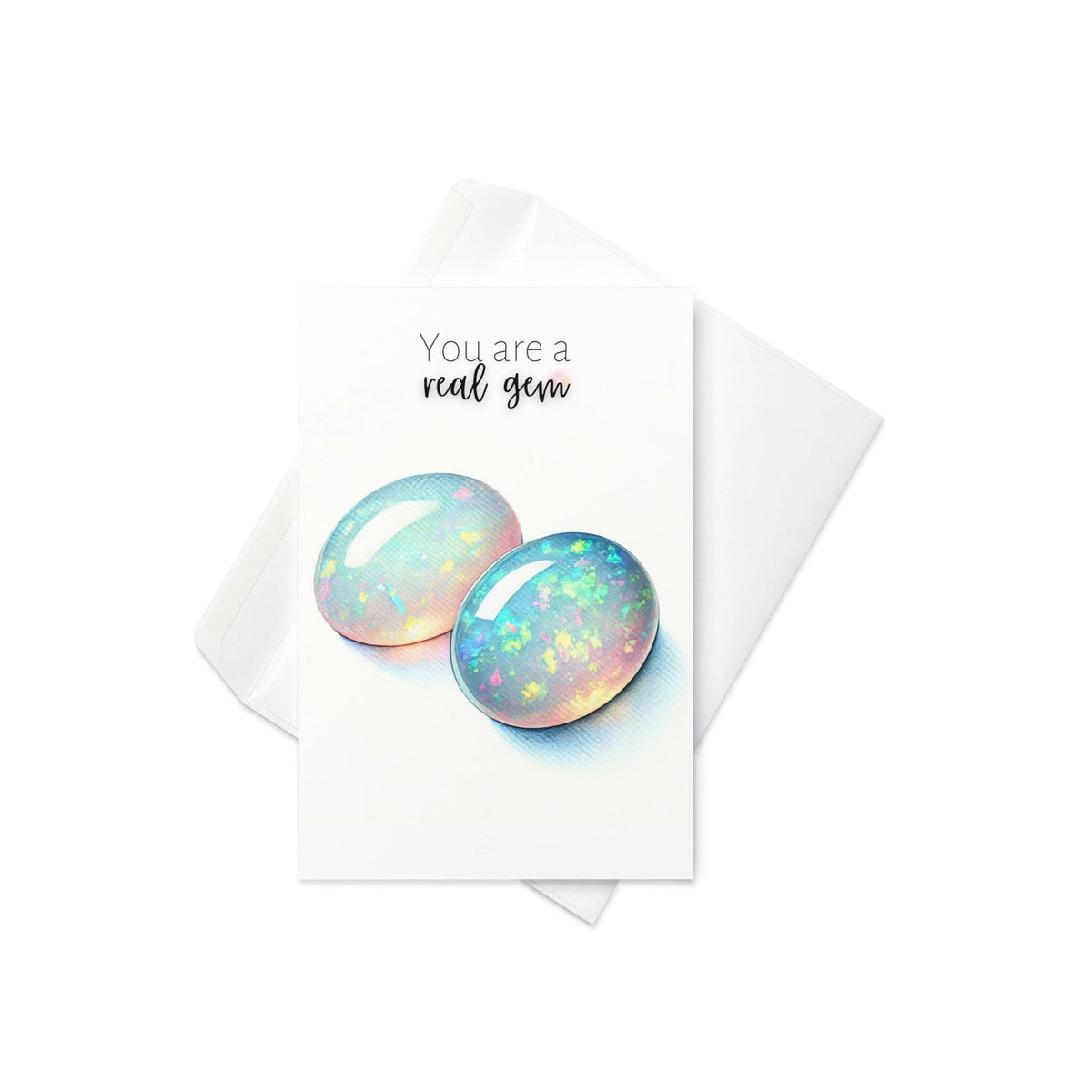 You are a real Gem | Watercolor Oval Opal Cab Folded Card