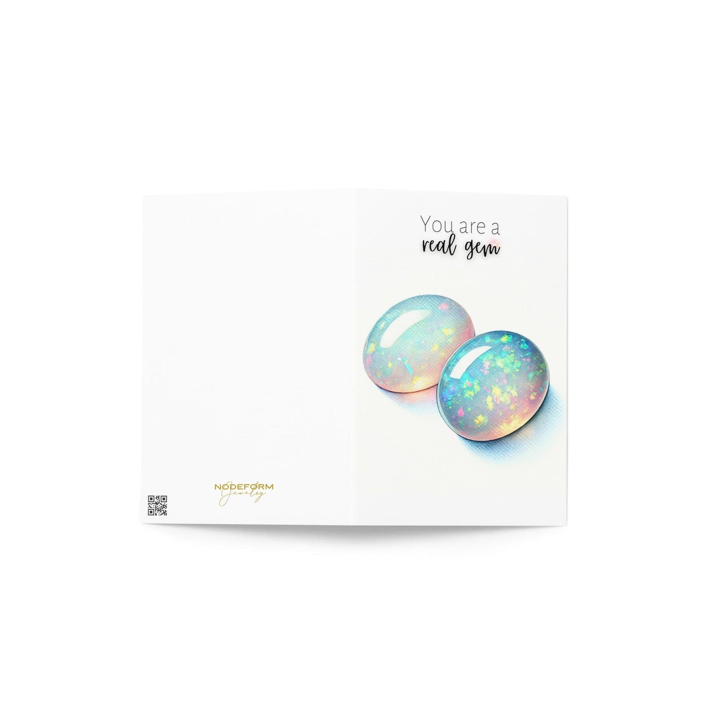 You are a real Gem | Watercolor Oval Opal Cab Folded Card