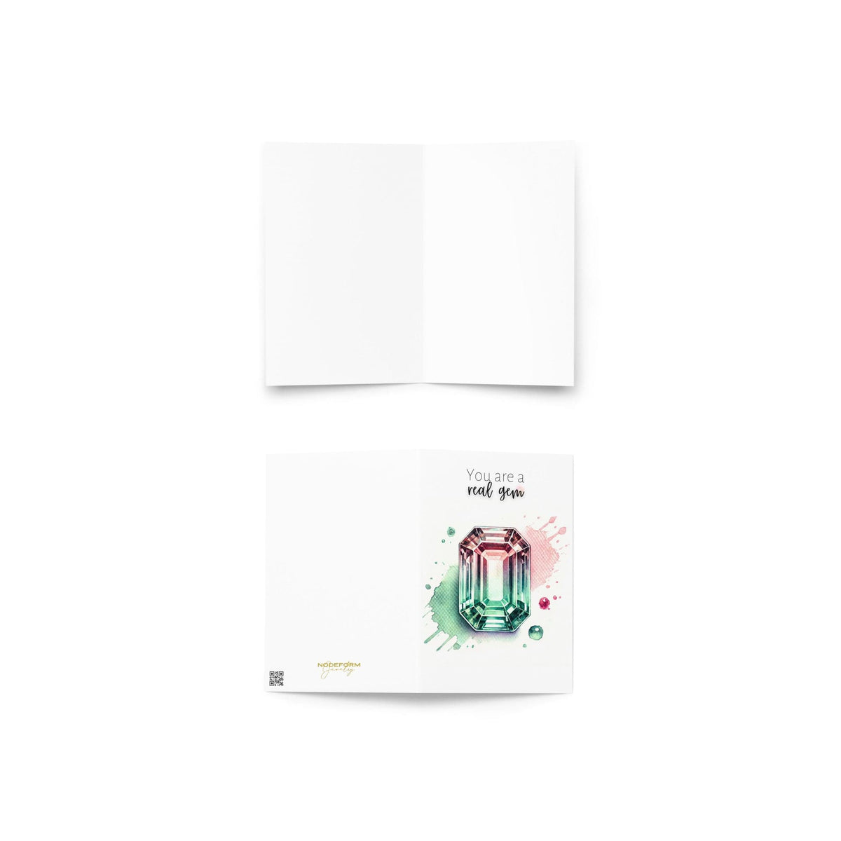 You are a real Gem | Watercolor Emerald-cut Bi-color Tourmaline Folded Card
