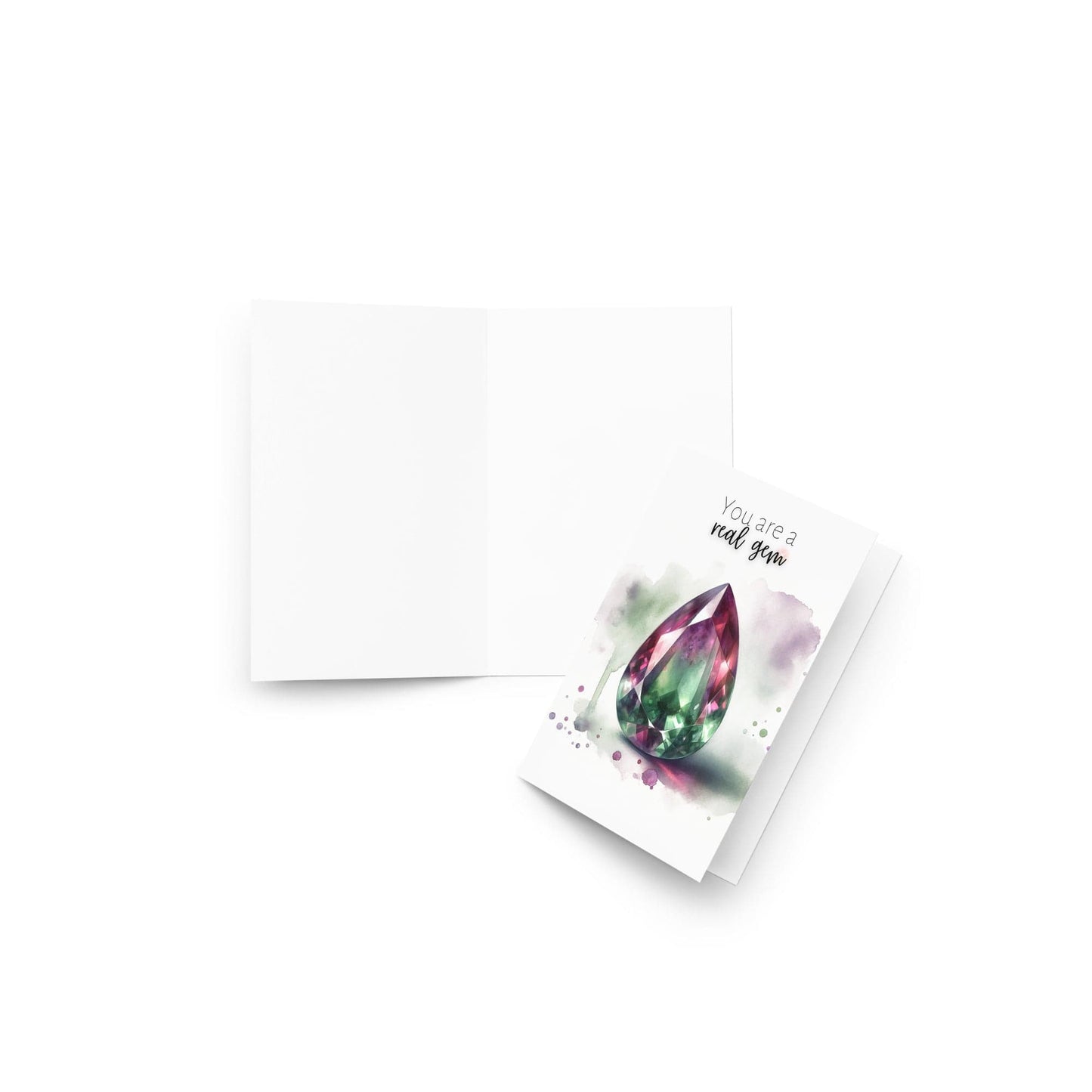 You are a real Gem | Watercolor Pear Bi-color Tourmaline Folded Card