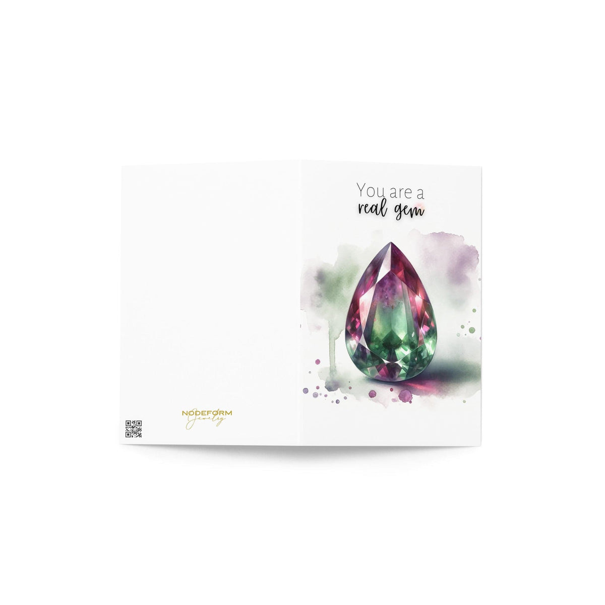 You are a real Gem | Watercolor Pear Bi-color Tourmaline Folded Card