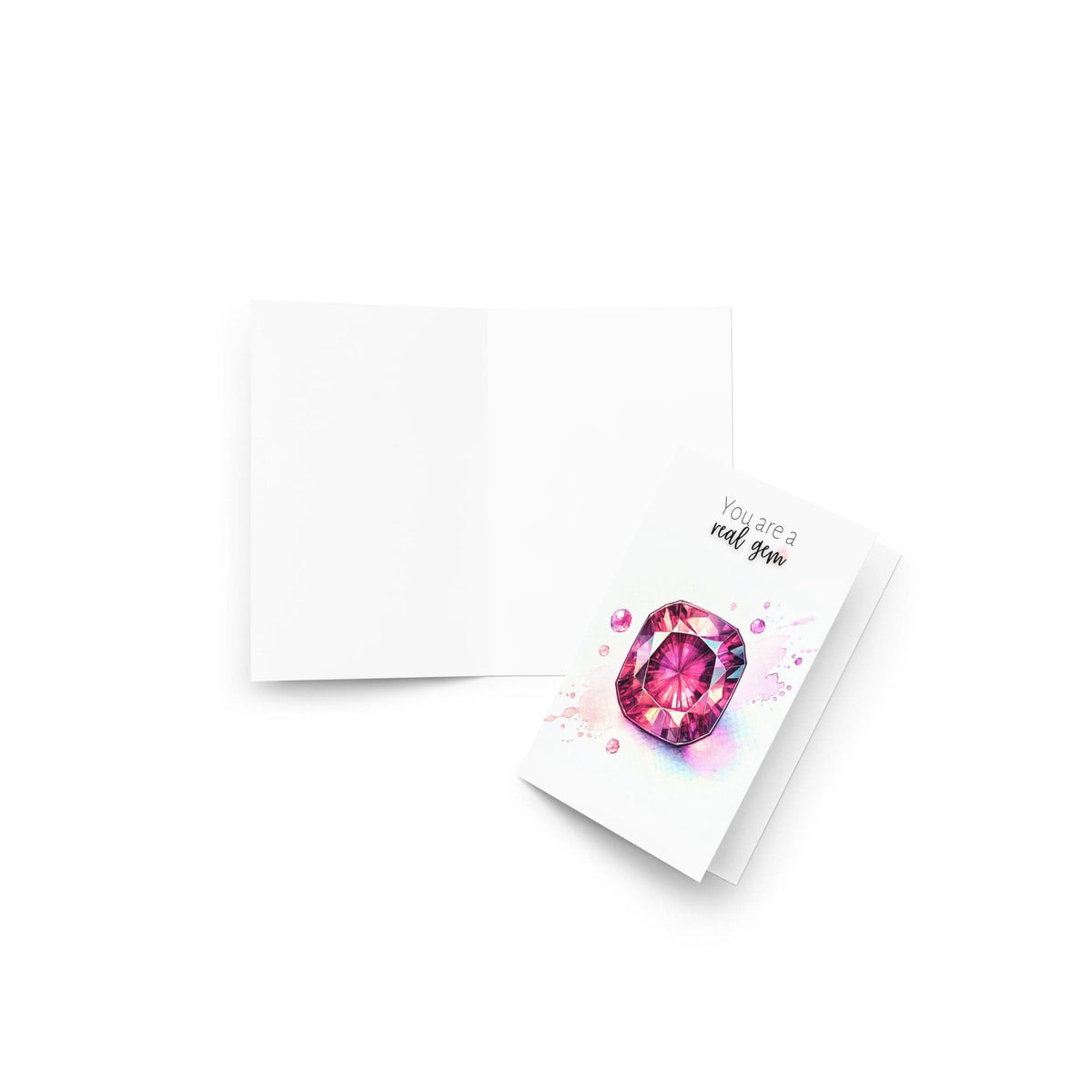 You are a real Gem | Watercolor Pink Tourmaline Folded Card