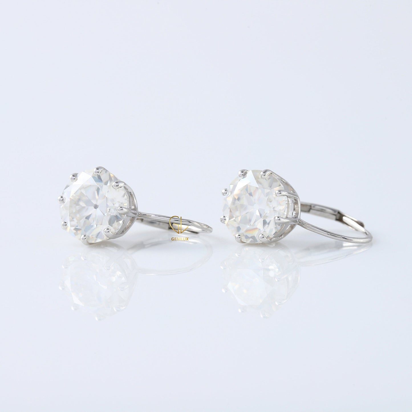 Old European Round Cut Moissanite Drop Earrings