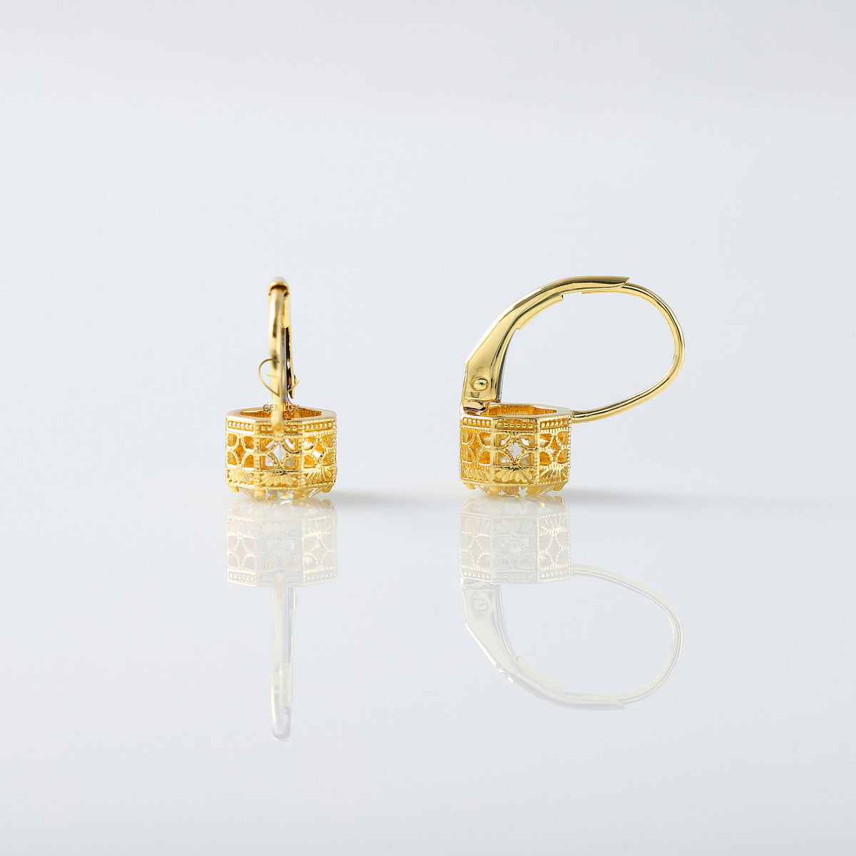 Old European Round Cut Lab Grown Art Deco Earrings