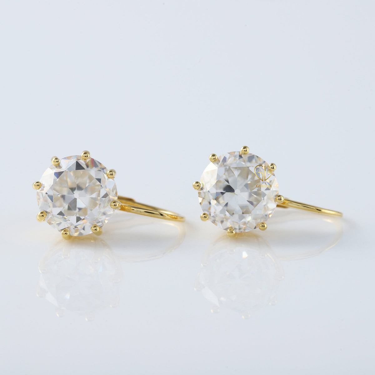 Old European Round Cut Moissanite Drop Earrings