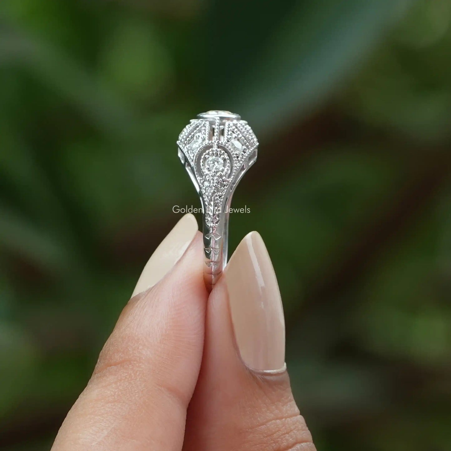 Old European Round Cut Moissanite Vintage Ring