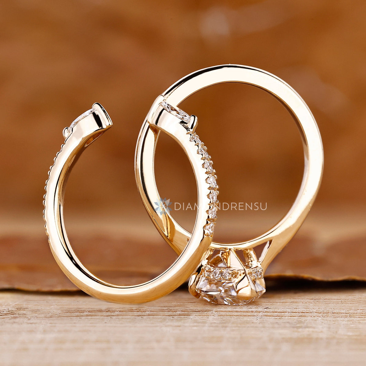 Dutch Marquise Wedding Ring with Marquise and Round Half Eternity Band